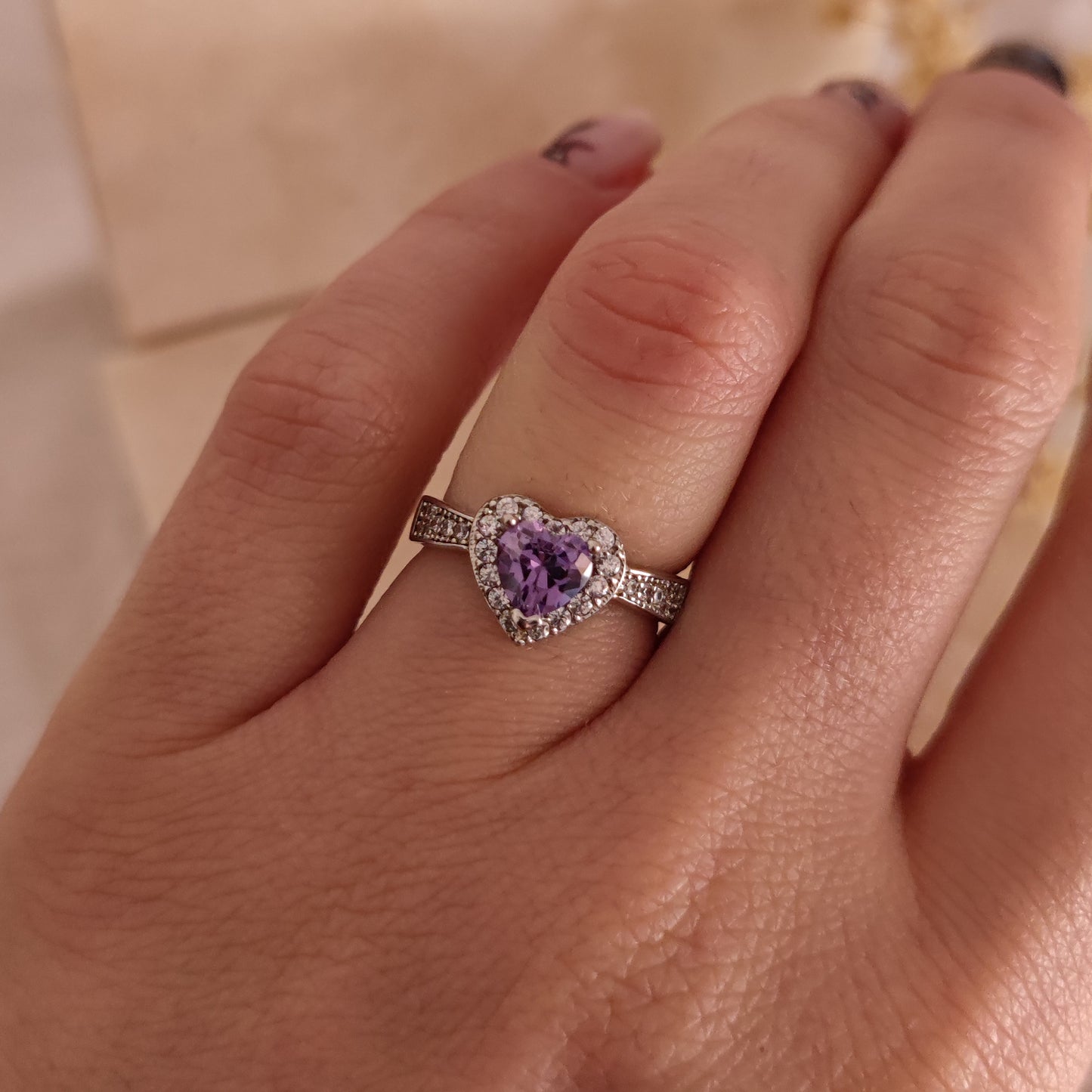 Anello di fidanzamento Cuore di Cristallo, Lilac