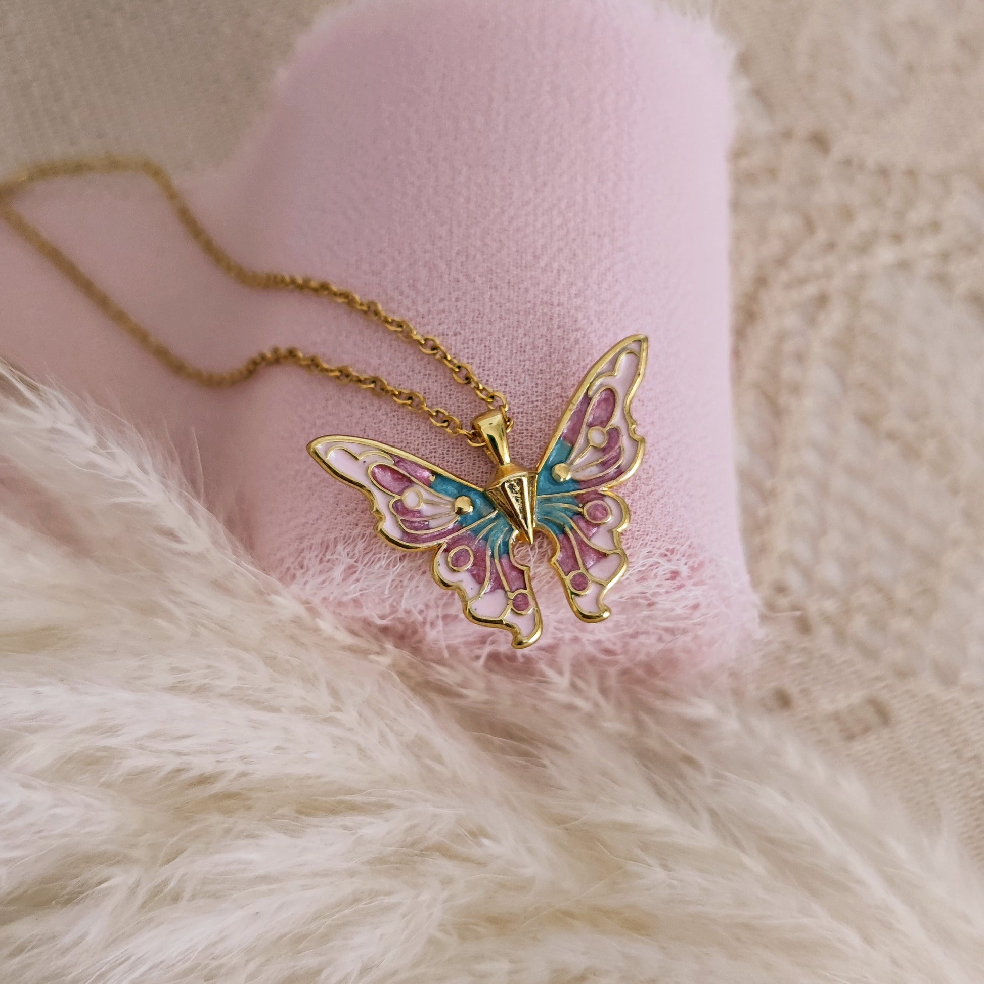 Enamel Choker Chains Necklaces, Barbie Butterfly Necklace