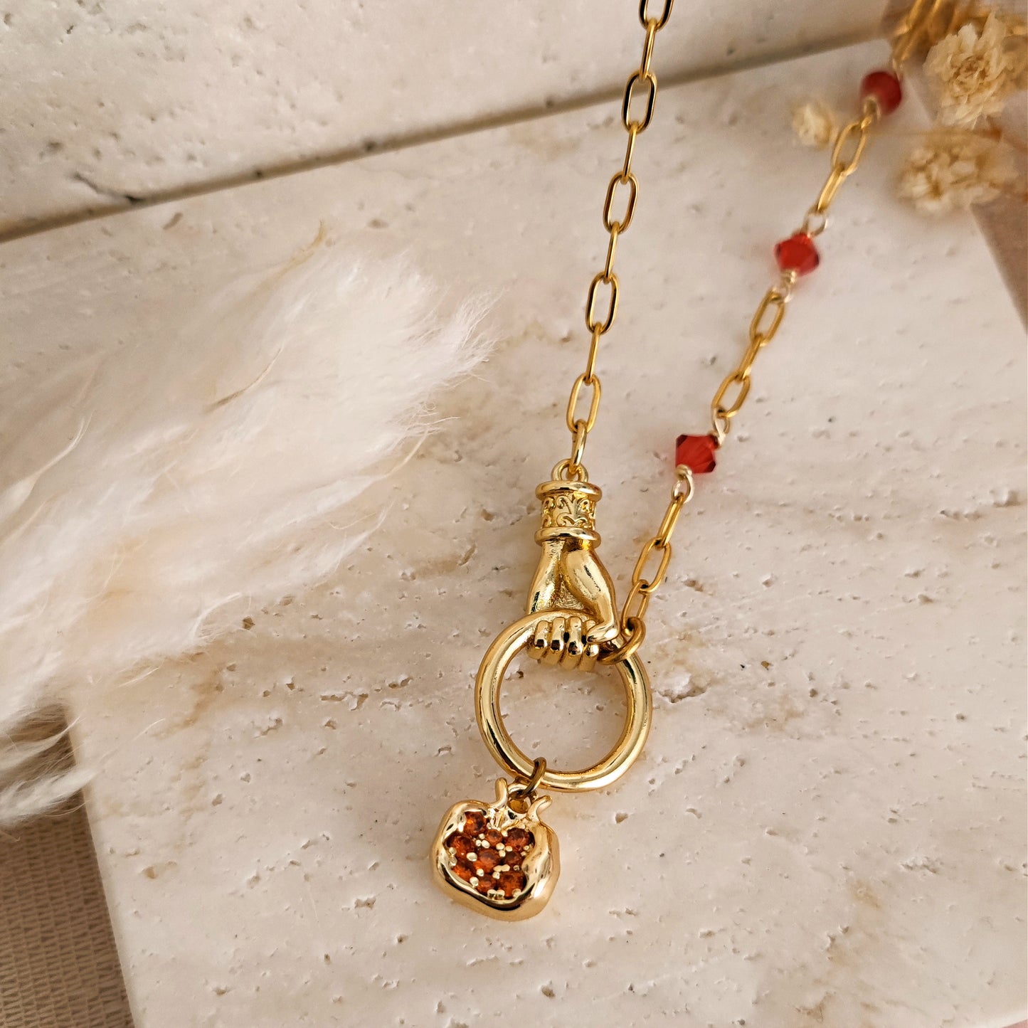 Persephone and Hades Pomegranate Necklace, gold