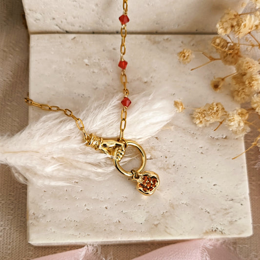 Persephone and Hades Pomegranate Necklace, gold