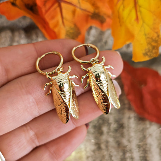 "Cicada" golden earrings