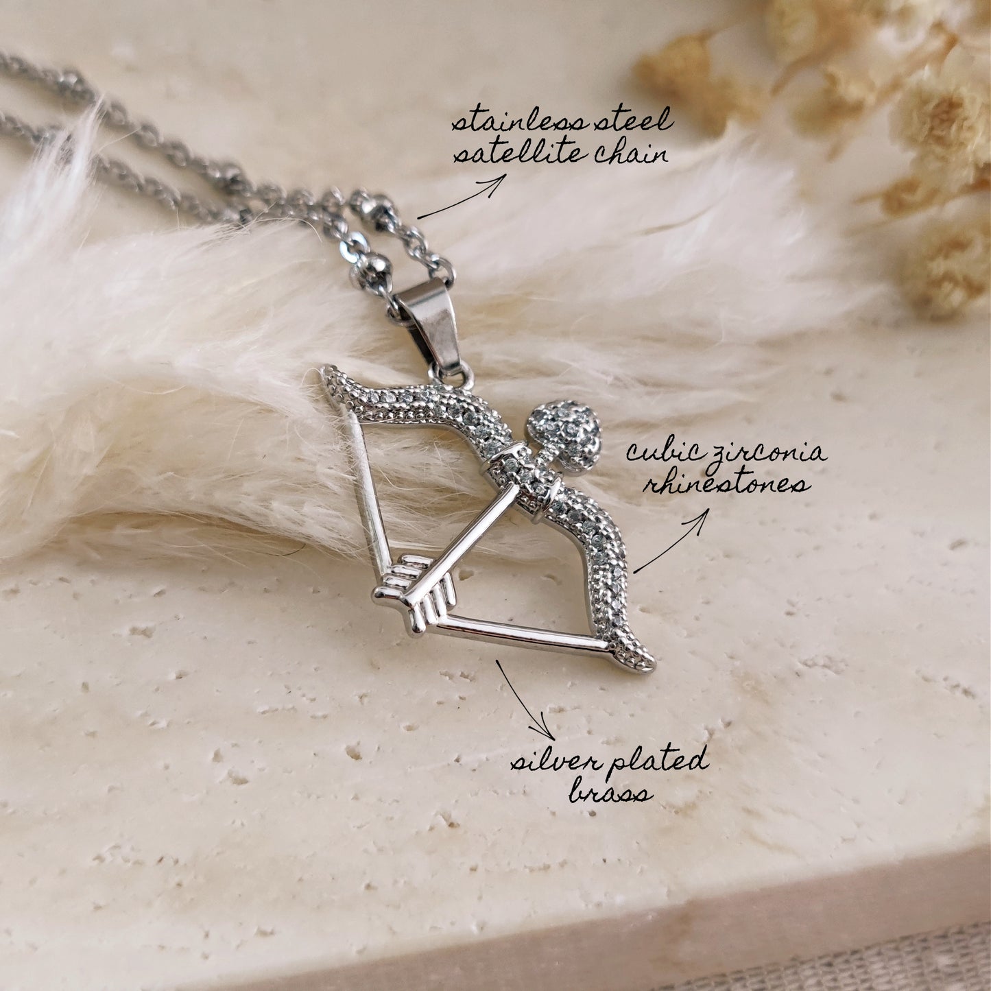 Archer Necklace, Bow and Arrow Necklace, Archery Necklace, Bow Arrow Cupid Lover Necklace