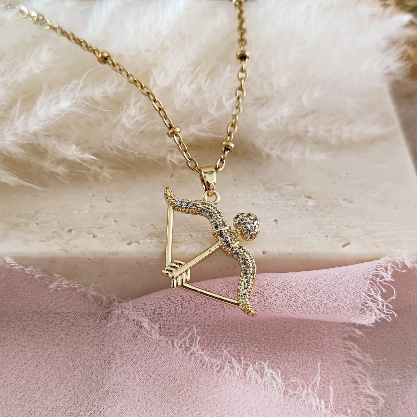 The Archer Necklace, Bow and Arrow Necklace, Archery Necklace, Bow Arrow Cupid Lover Necklace
