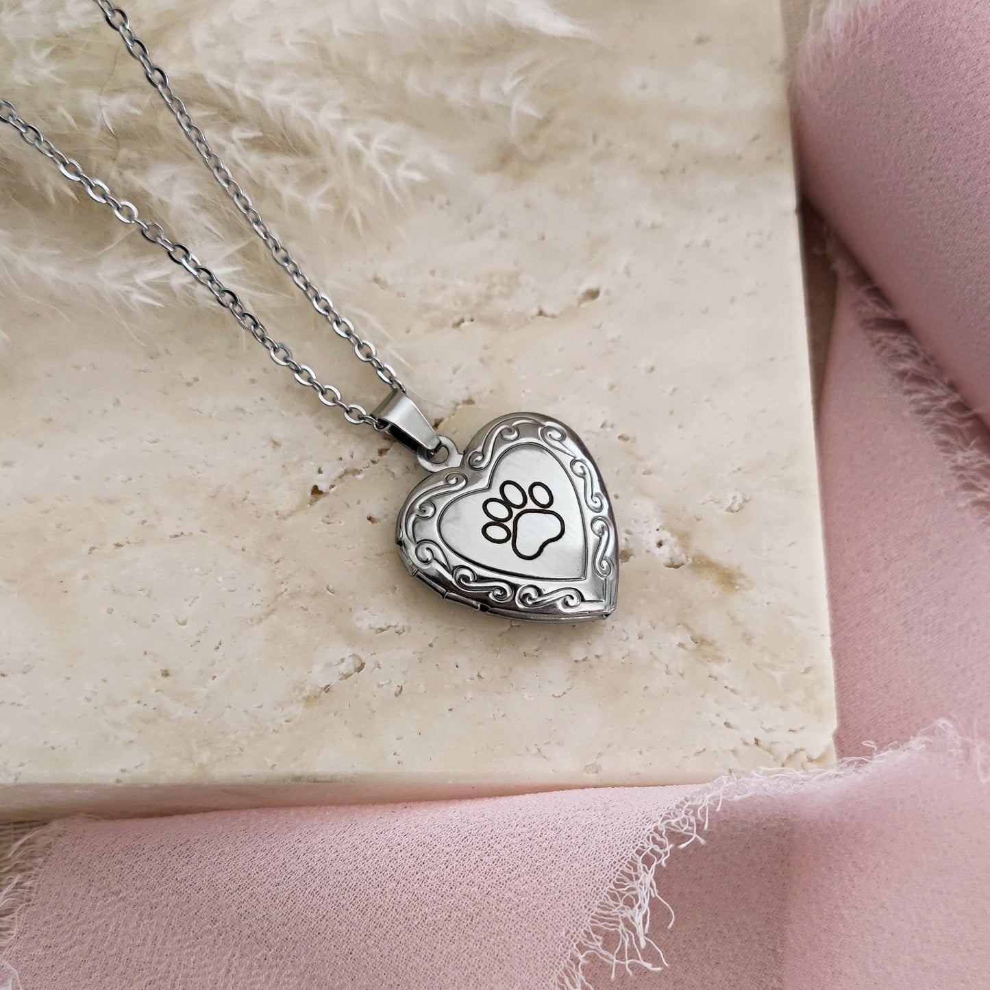 "Pawprint" Heart locket necklace
