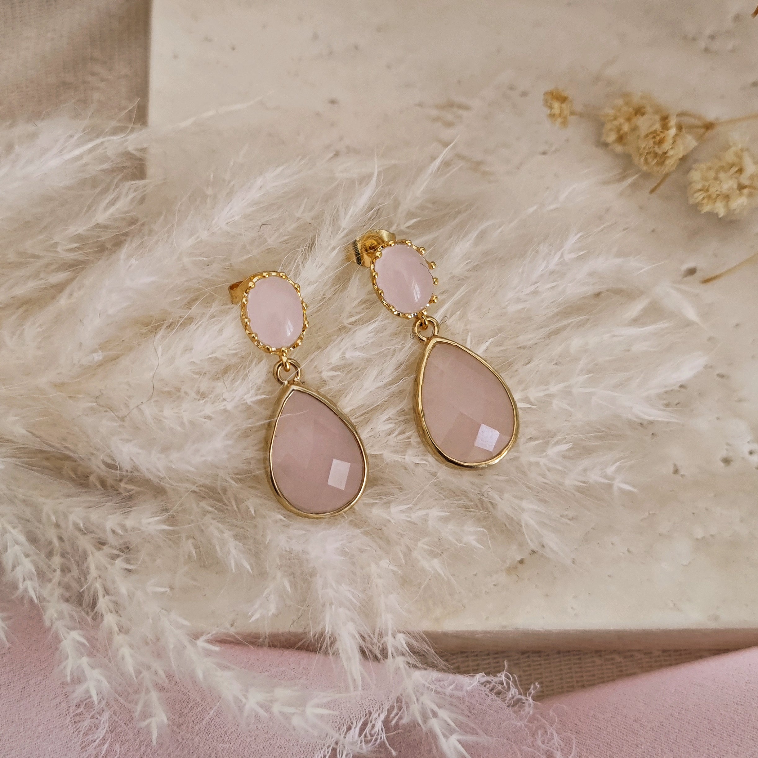 DARLING blush pink floral earrings 2 - TANIA MARAS | bridal headpieces +  wedding veils