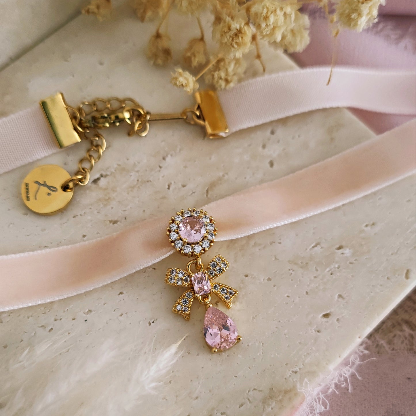 Coquette Princess Bow and Drop Choker, Princess Velvet Pink Choker, Shiny Pink Bow and Teardrop Choker, PrincessCore and RoyalCore Choker