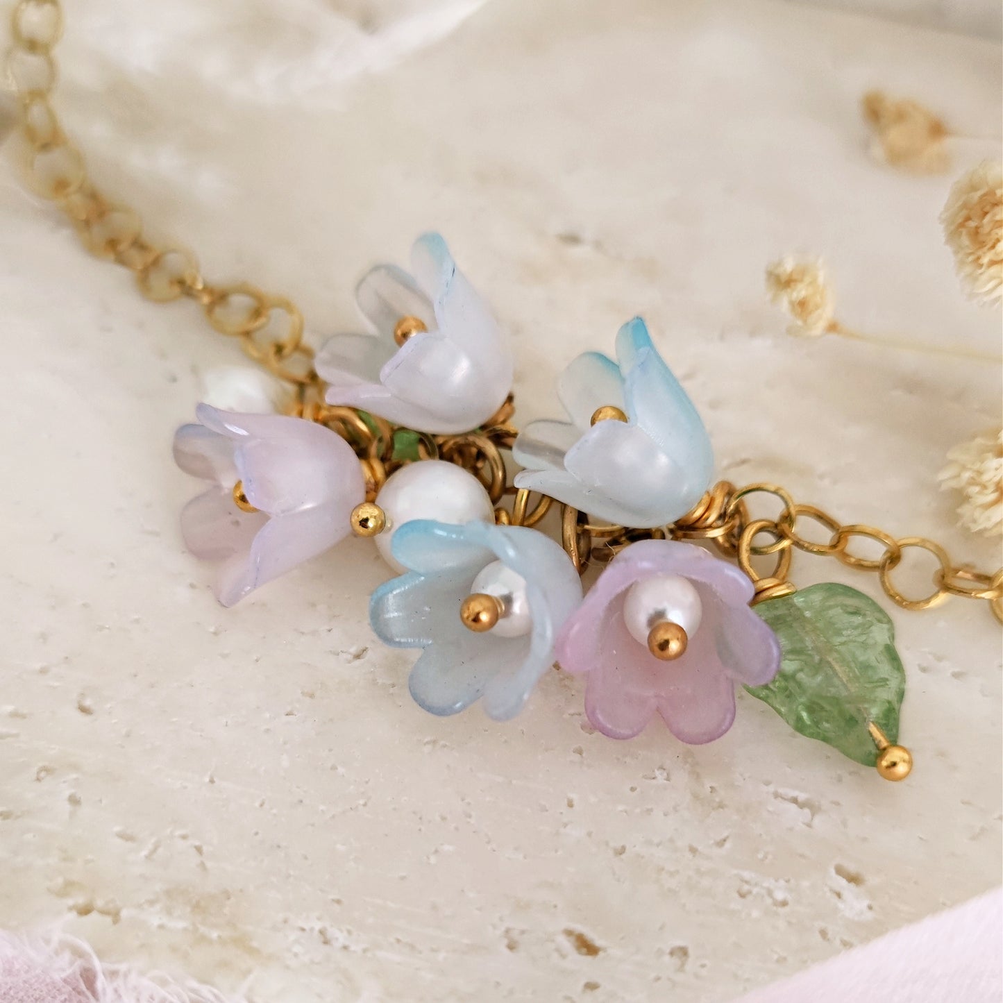 Fairycore Flower Bracelet, Lily of Valley Pastel Bracelet, Y2K Floral Lily Bracelet, Cottagecore Fairy Bracelet, Bell Flower Bracelet