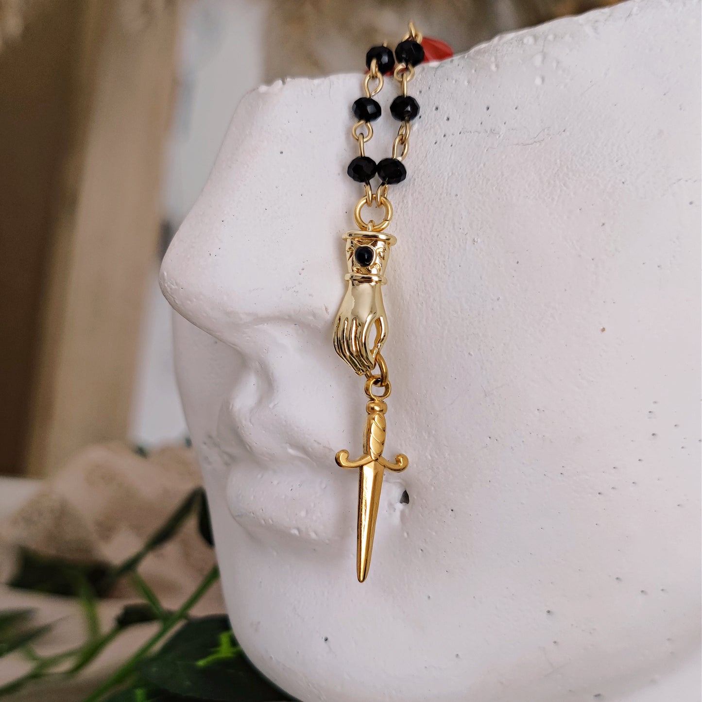 "Ares" Necklace with dagger and gloved hand