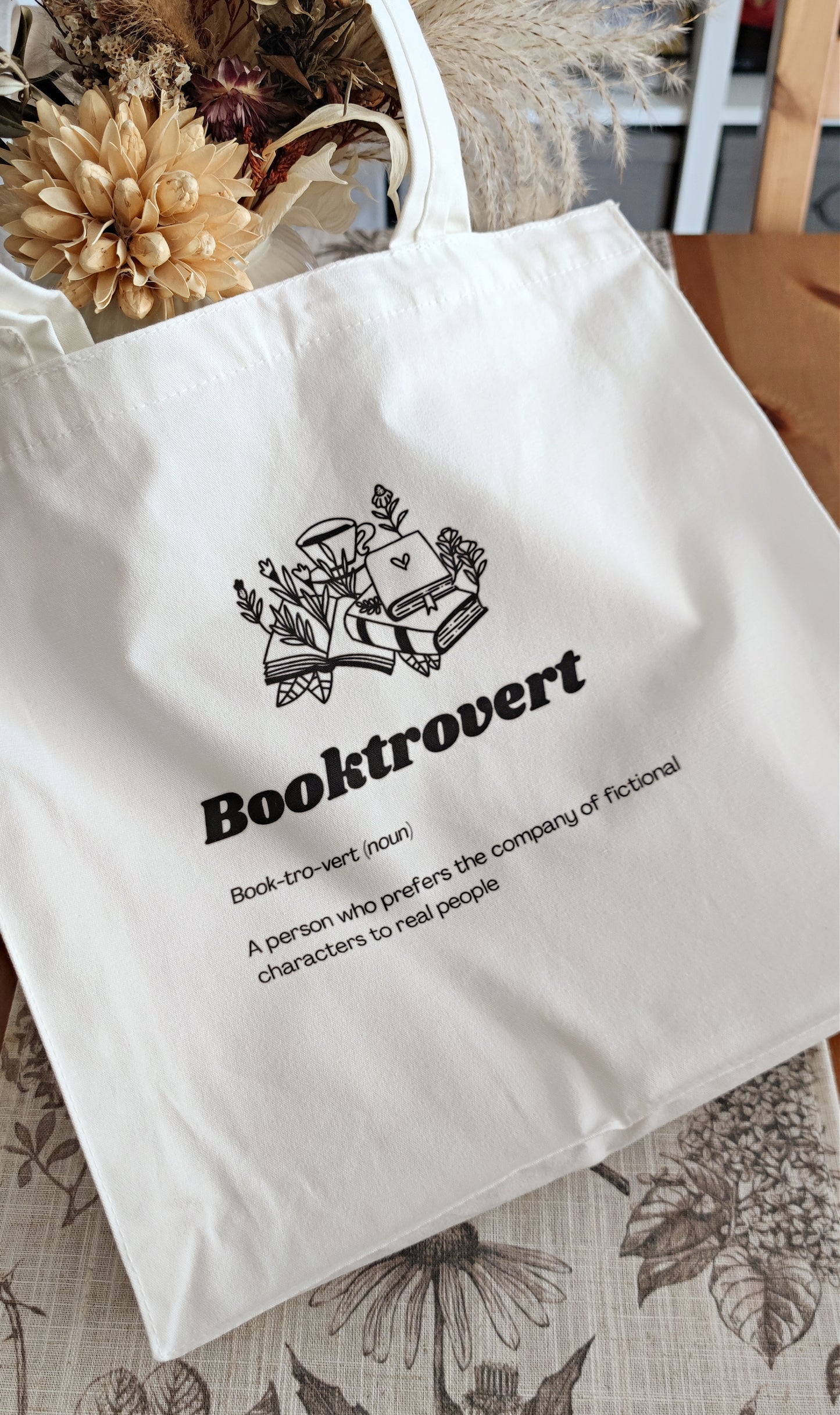 Booktrovert Tote Bag, Bookish Shopping Bag, Bookaholic Tote Bag, Book Lovers Aesthetic, Dark Academia, Bookish Gift