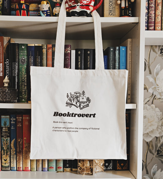 Booktrovert Tote Bag, Bookish Shopping Bag, Bookaholic Tote Bag, Book Lovers Aesthetic, Dark Academia, Bookish Gift