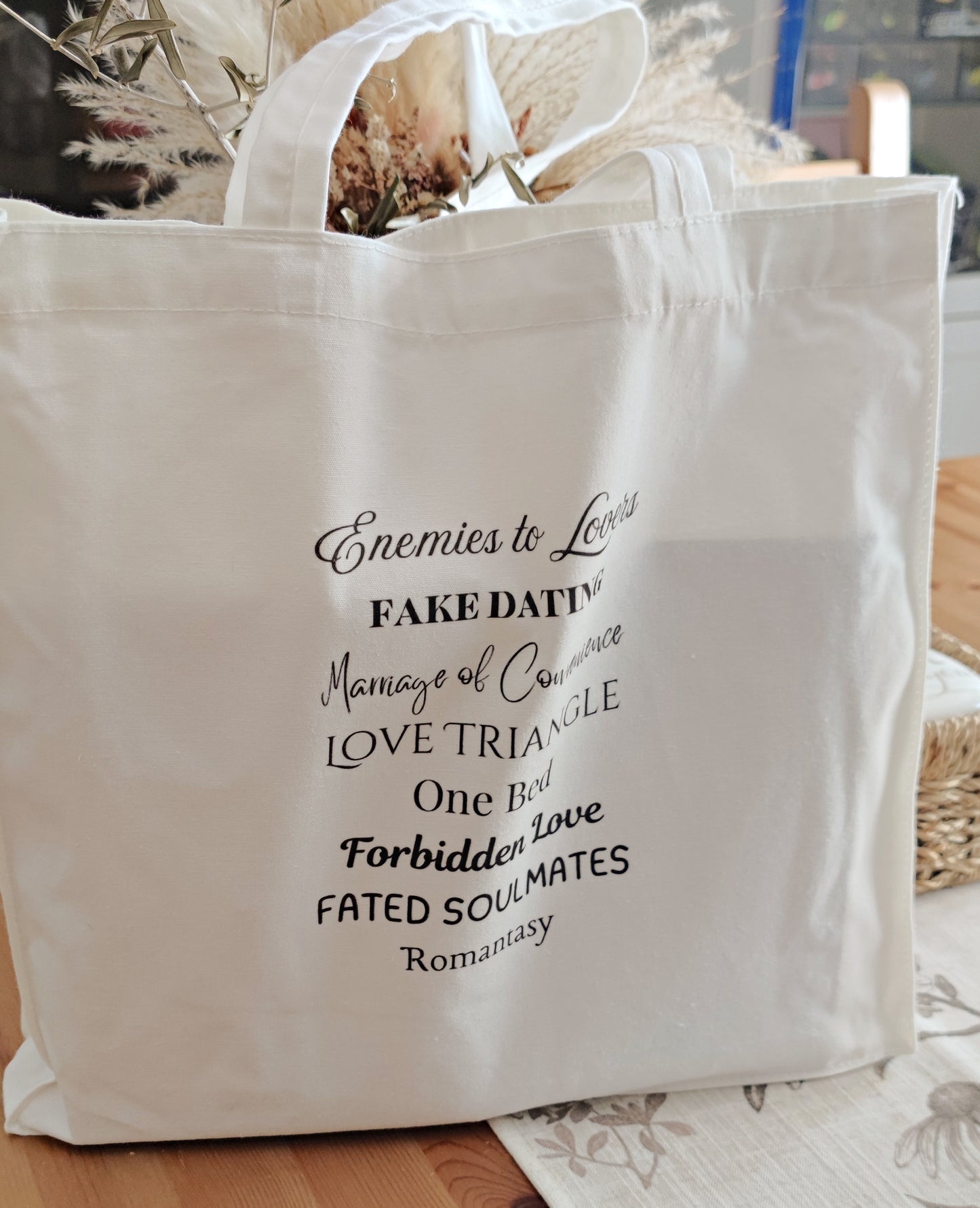 Book Tropes Tote Bag, Bookish Shopping Bag, Romantasy Tote Bag, Book Lovers Aesthetic, Dark Academia, Bookish Gift, Enemies to Lovers