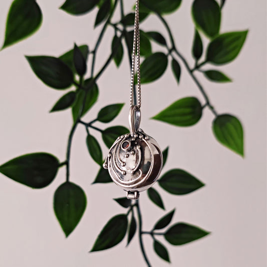 Collana Locket apribile con verbena, argento 925 anticato, versione 2