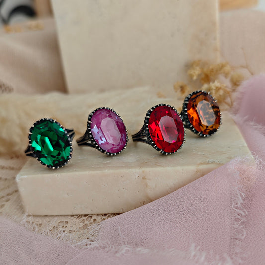 Ruby Red Crystal Ring, Gothic Victorian Statement Ring // SPELL ON YOU