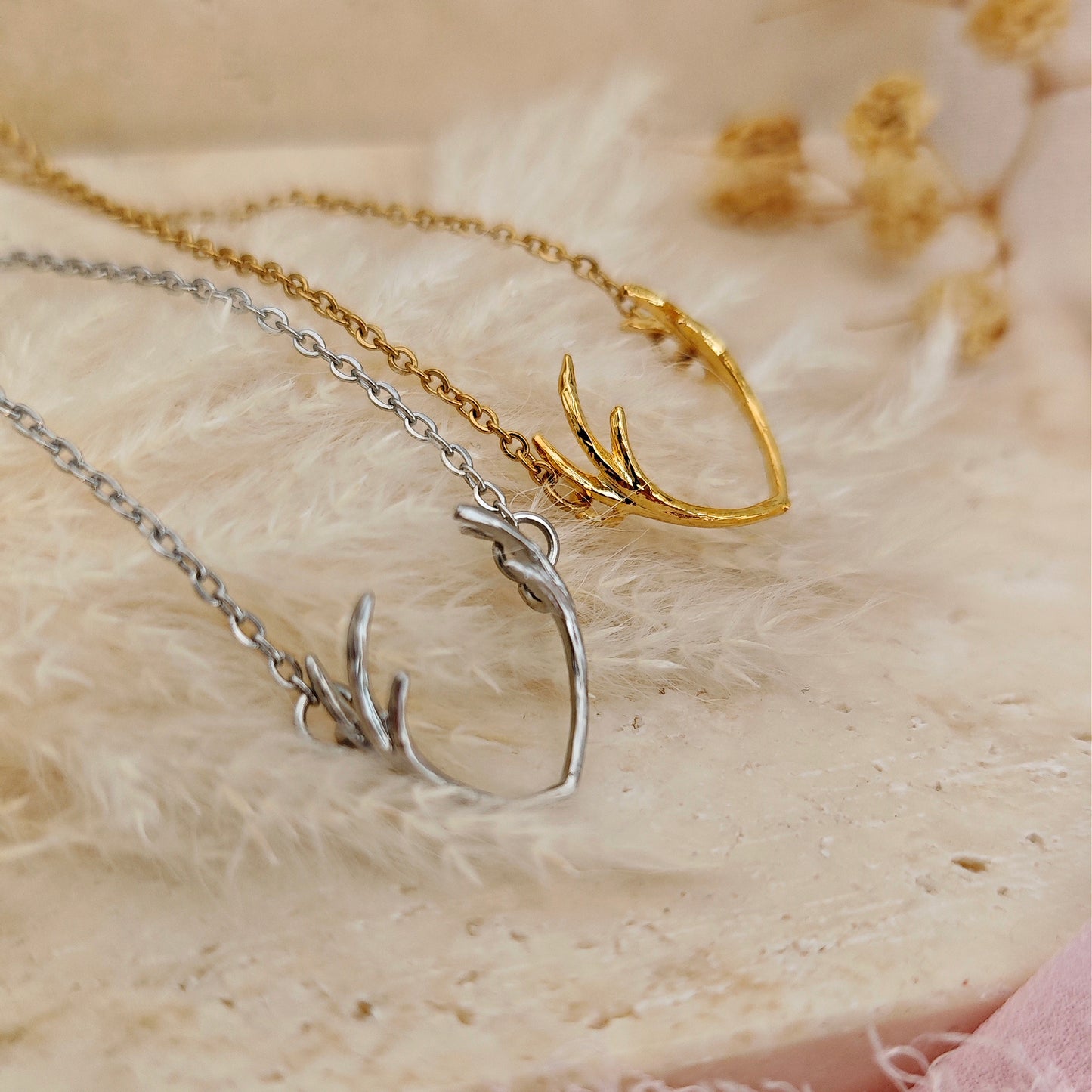 Collana Corna di Cervo, oro o argento