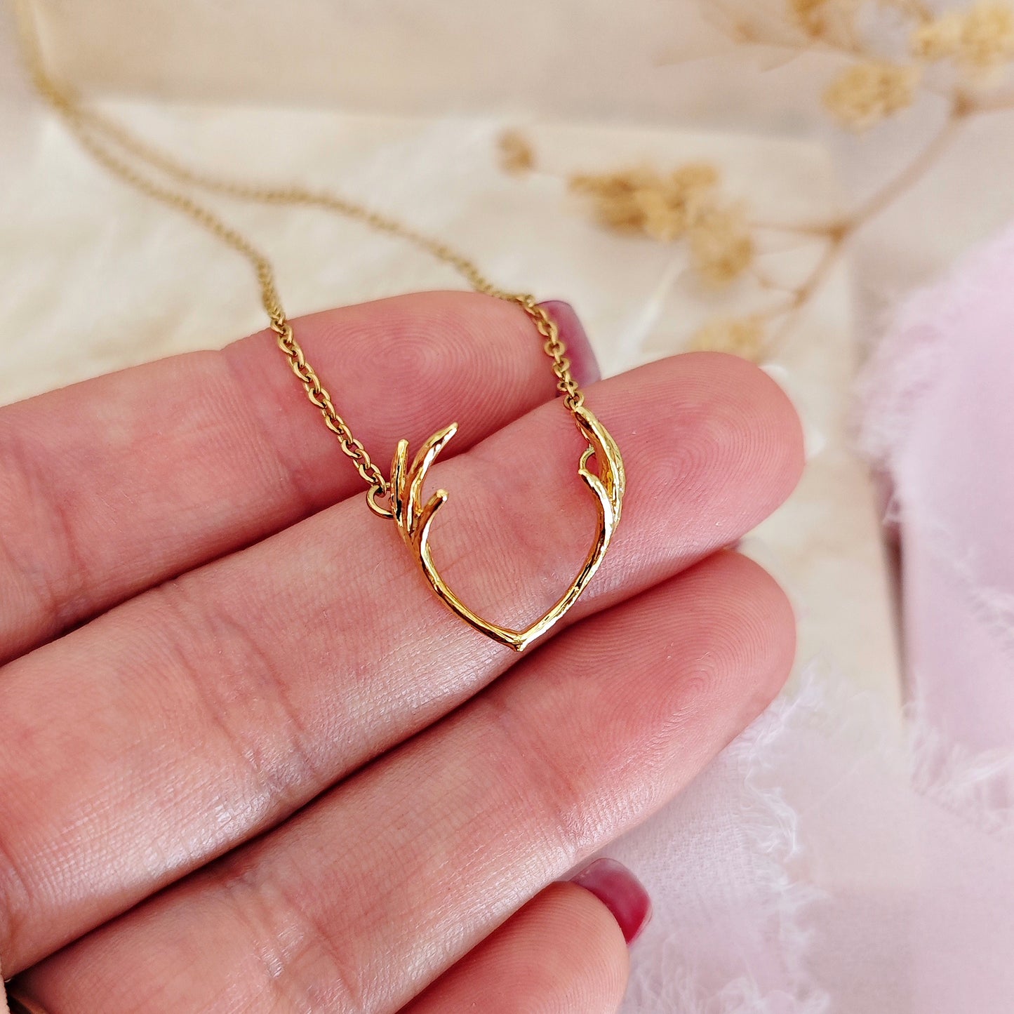 Collana Corna di Cervo, oro o argento