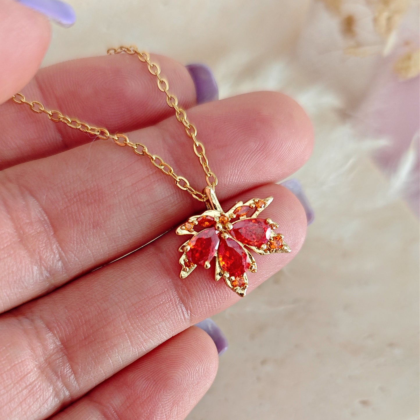 "Magic Maple" necklace, Red