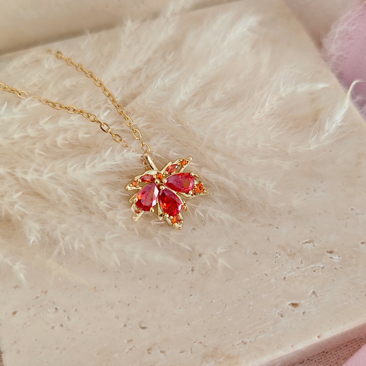 "Magic Maple" necklace, Red