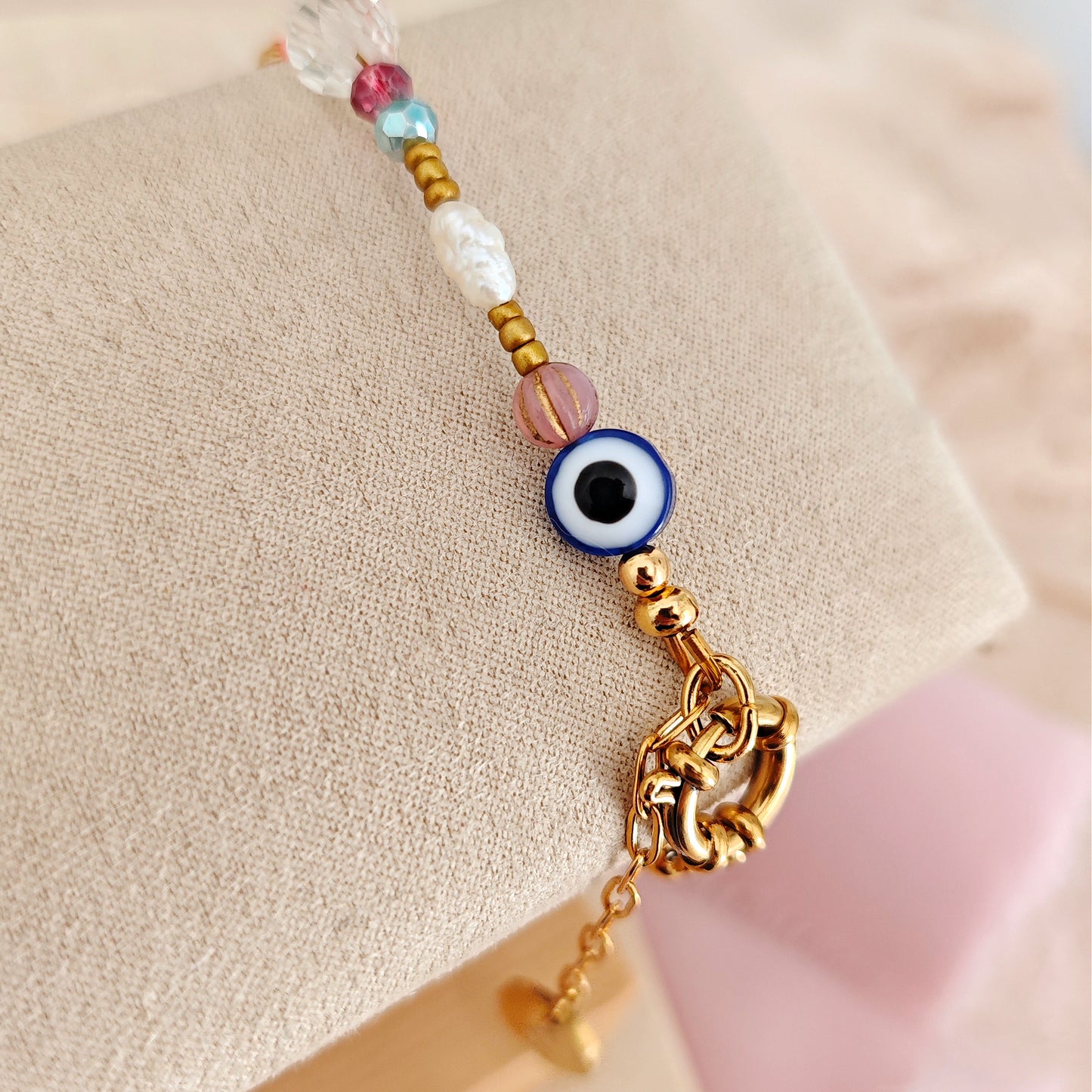 Bracciale "Boho Tidal" con perline e occhio turco