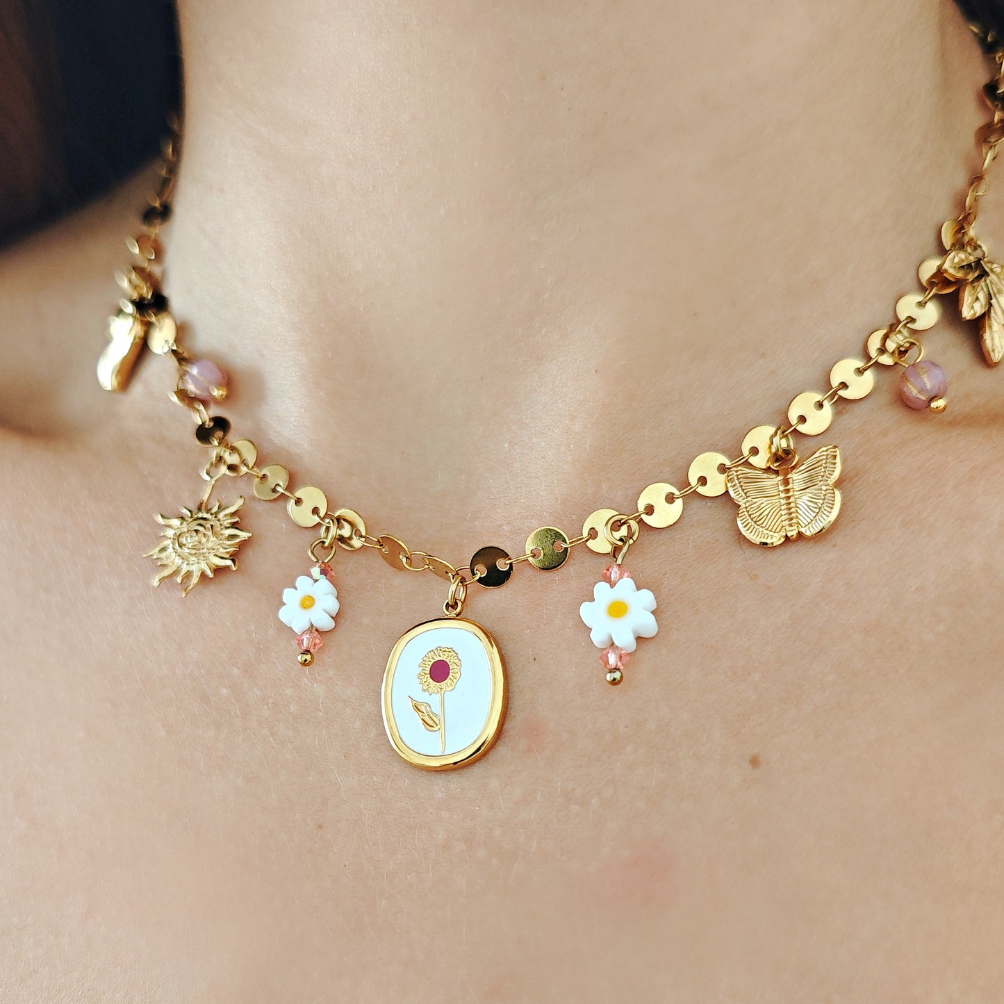 Collana "Secret Garden" con perline floreali