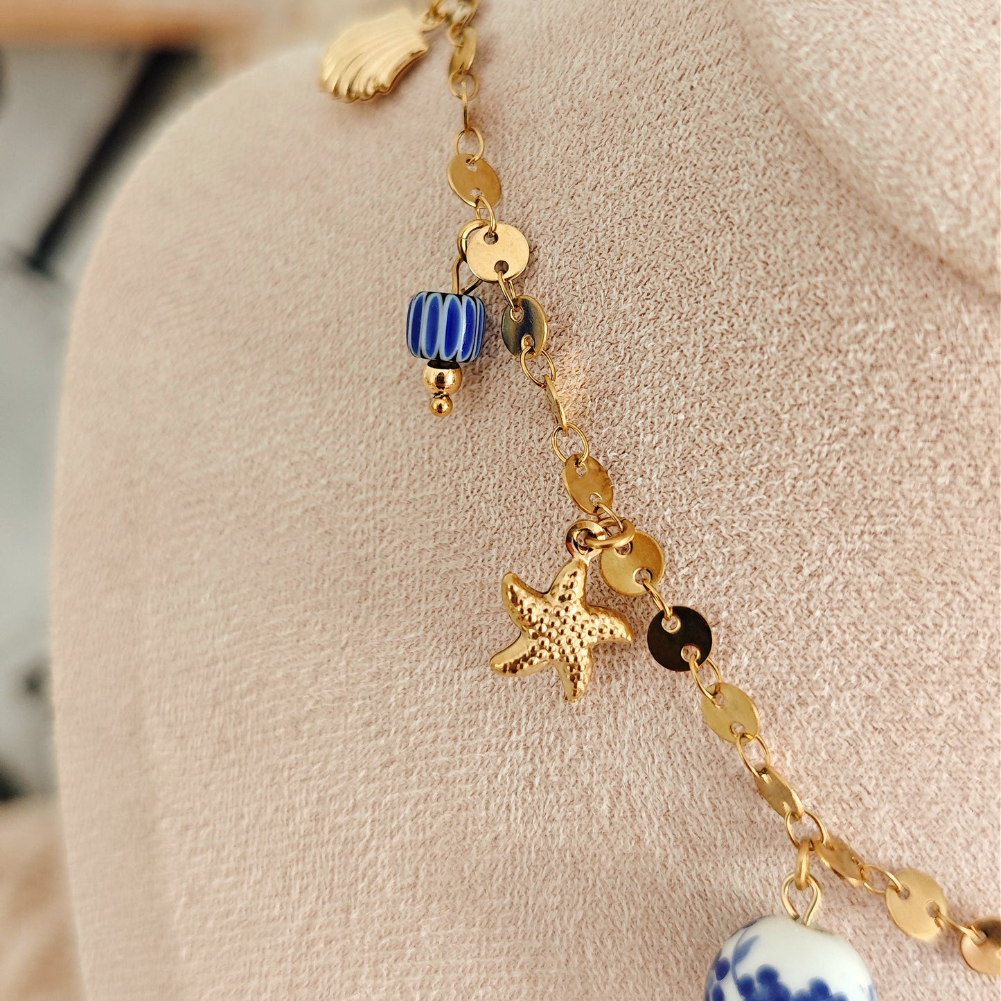 Collana "Summer Muse" con cuore e perle in ceramica