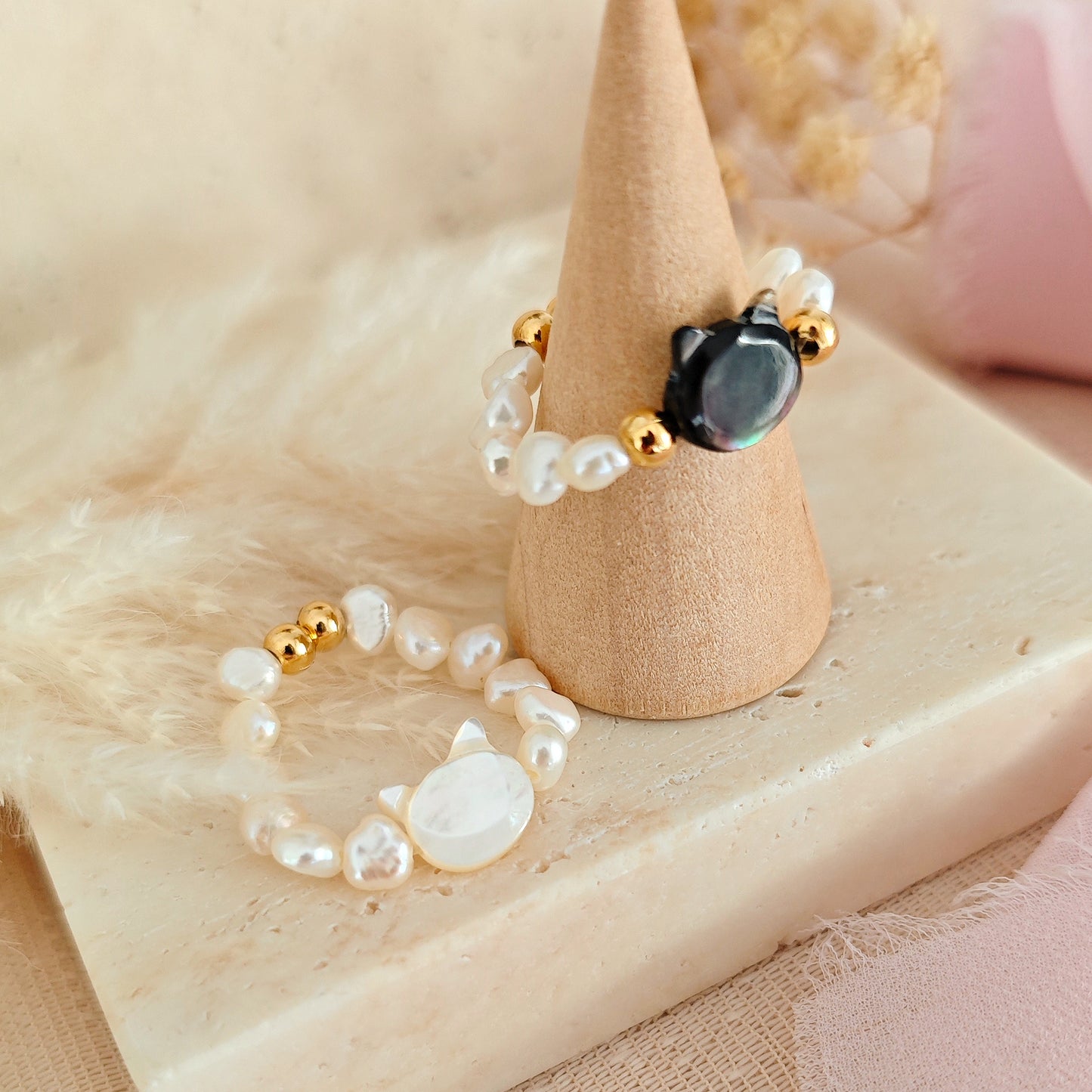 "Moonlight Treasure" Beaded Rings