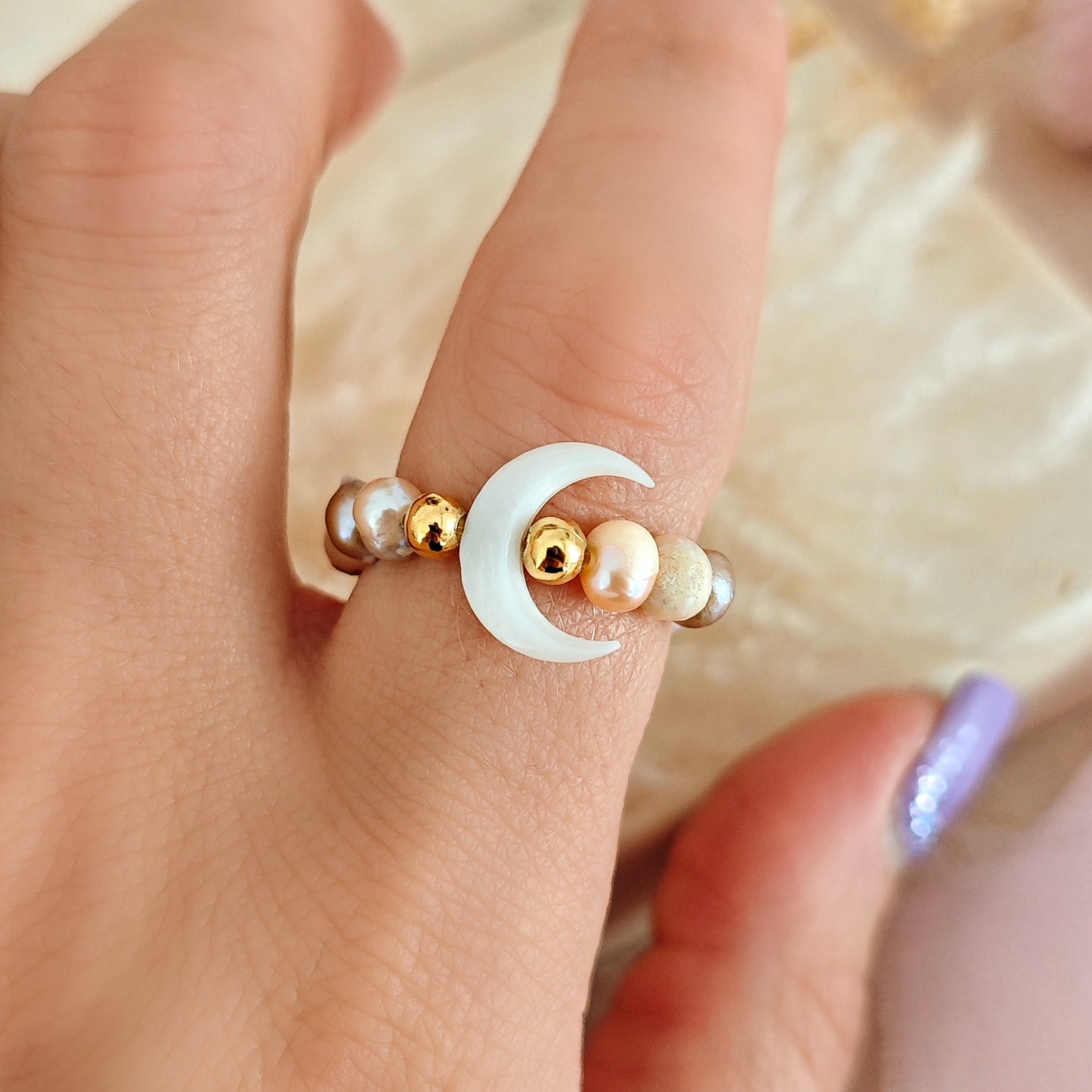 "Moonlight Treasure" Beaded Rings