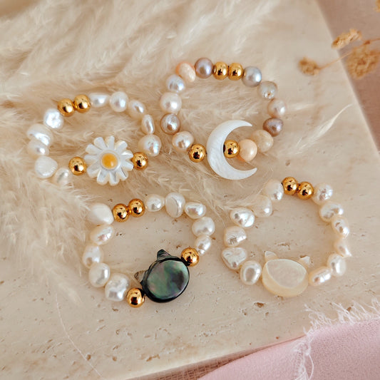 "Moonlight Treasure" Beaded Rings