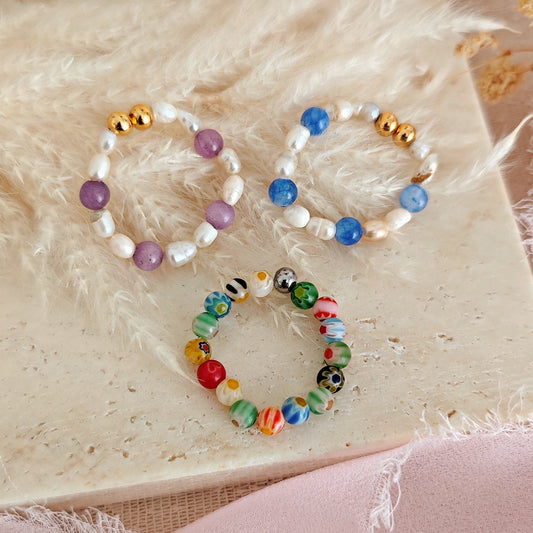 "Enchanted Meadow" beaded rings