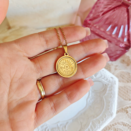 Anastasia engraved pendant Together in Paris - gold Deluxe only back side