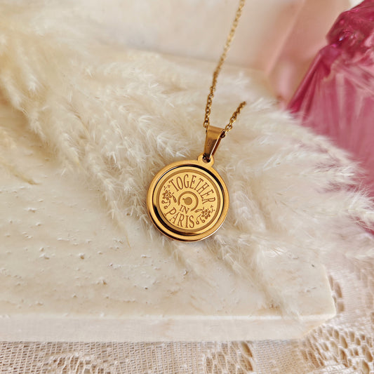 Anastasia engraved pendant Together in Paris - gold Deluxe only back side