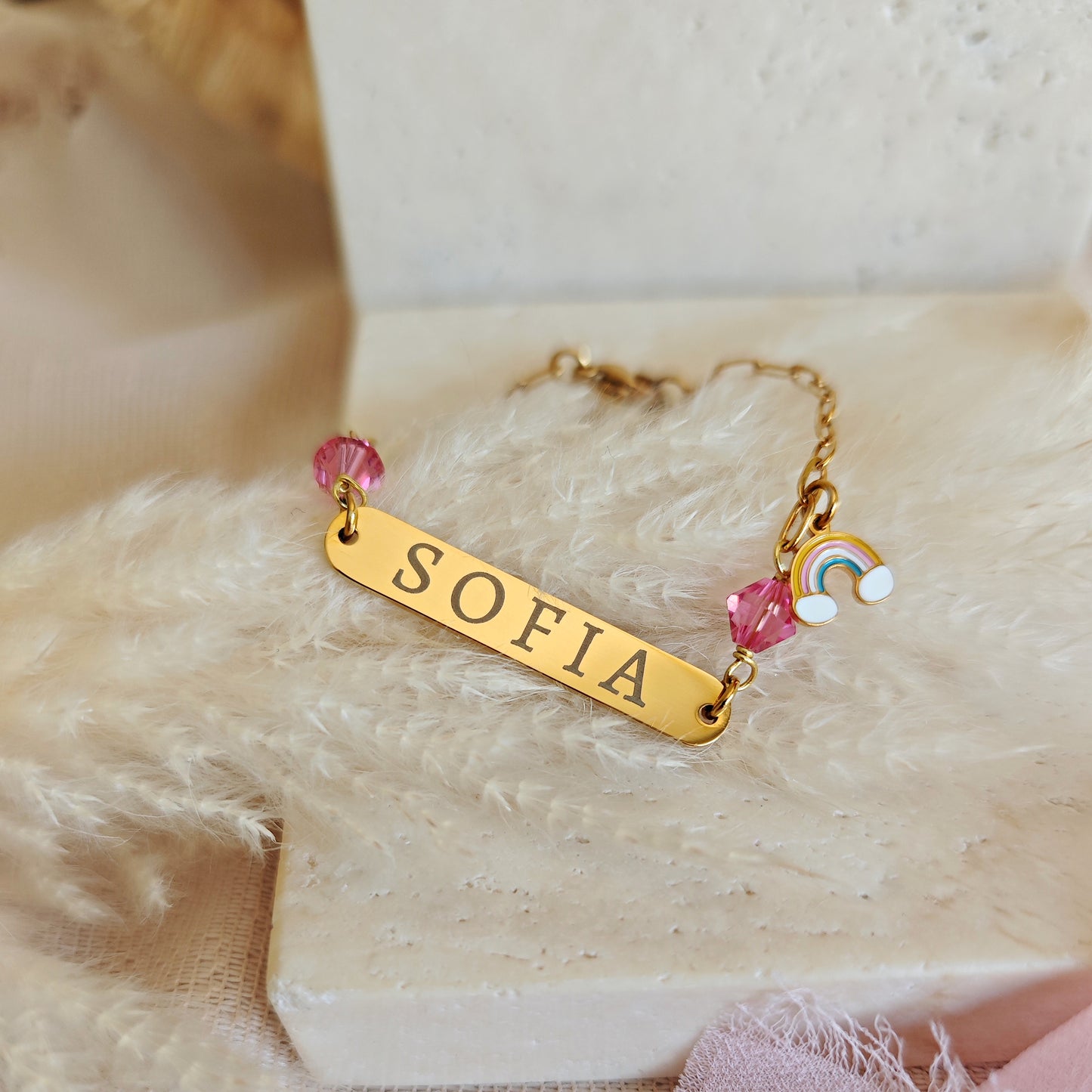 Bracciale con incisione, cristalli e charm personalizzabili