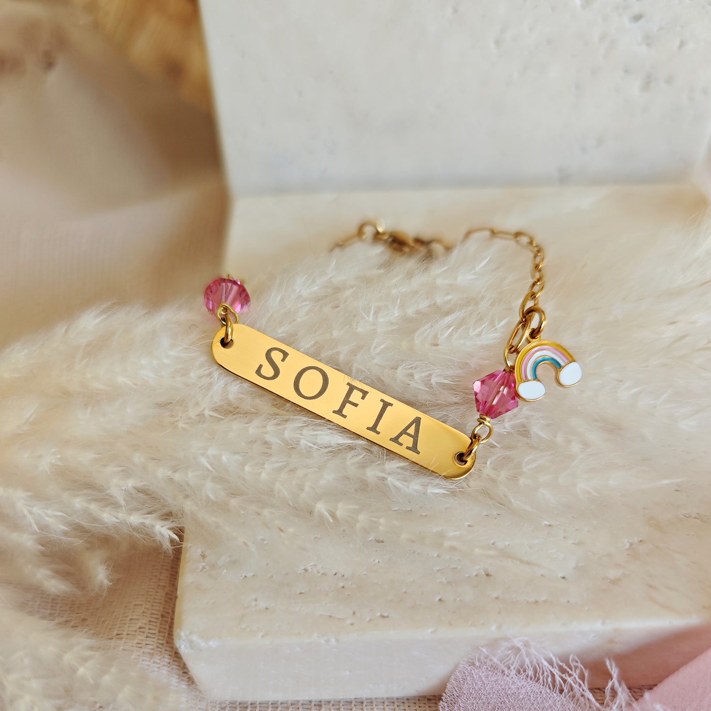 Bracciale con incisione, cristalli e charm personalizzabili