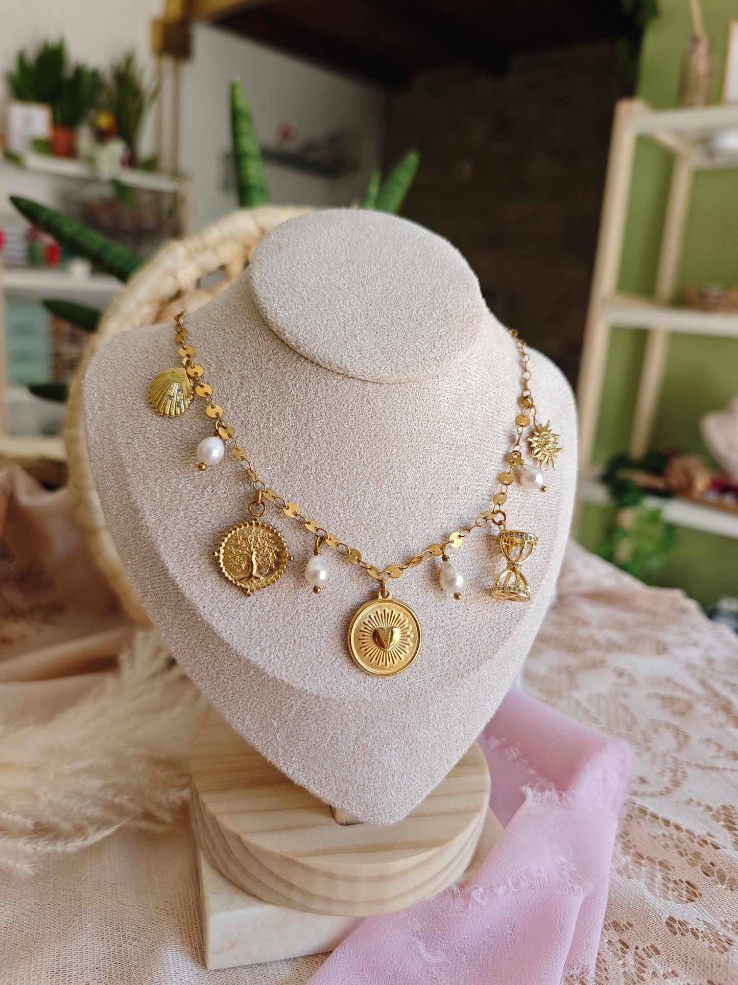 Collana Odissea "Καλυψώ" (Calipso) multicharm con incisione nascosta