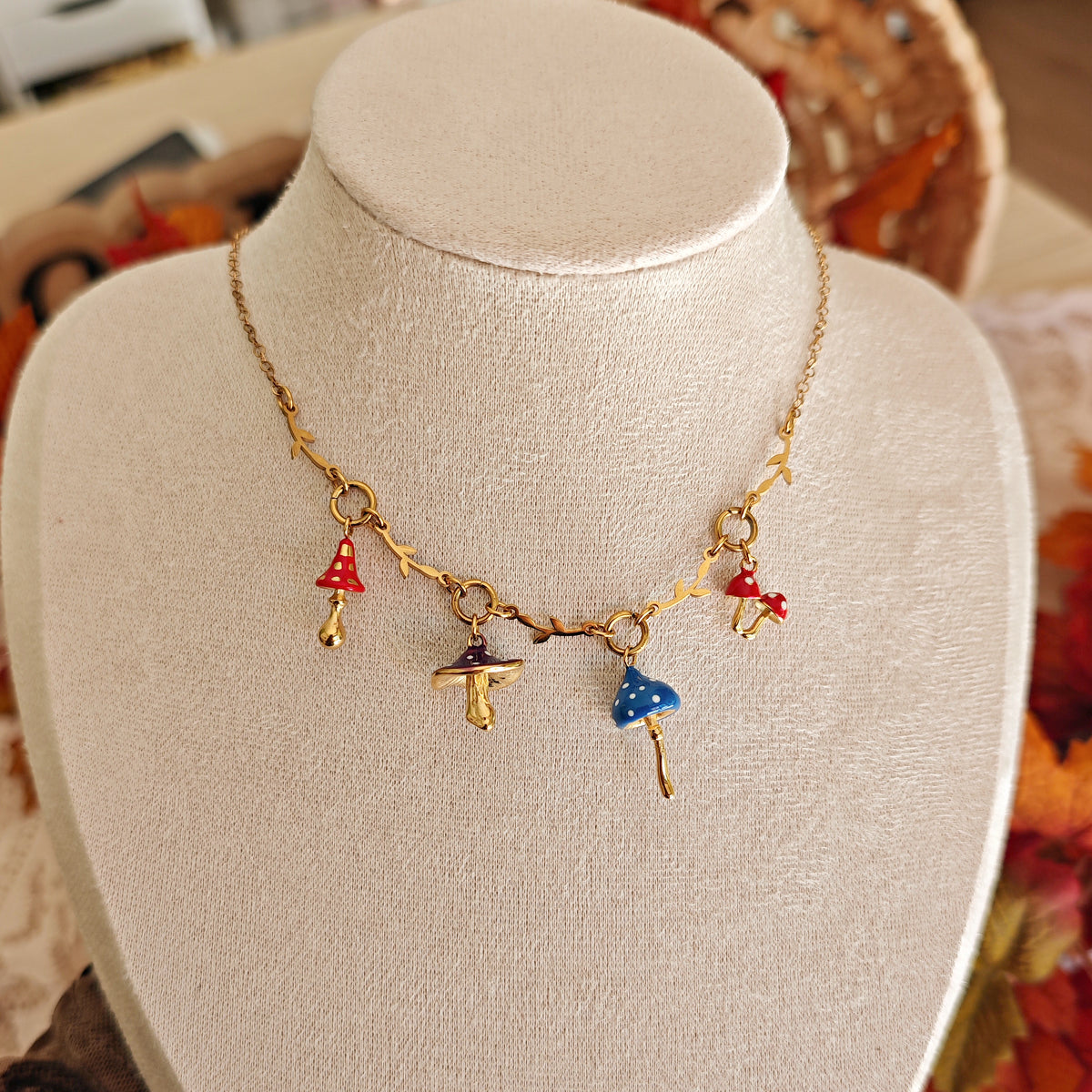 "Autumn Toadstools" Necklace