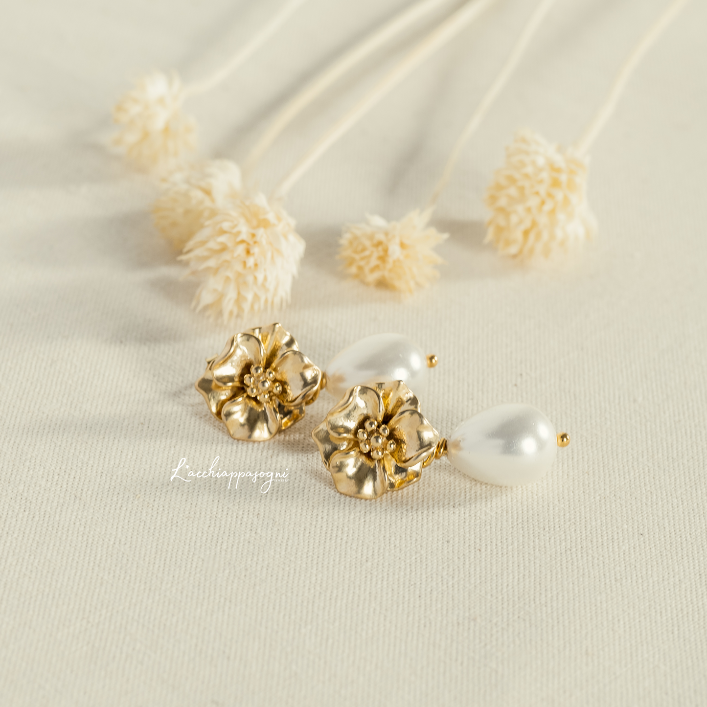 Orecchini floreali "Agatha" con perle