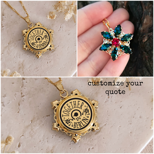 Anastasia Custom Engraving Necklace Together in "choose your quote" EMERALD M