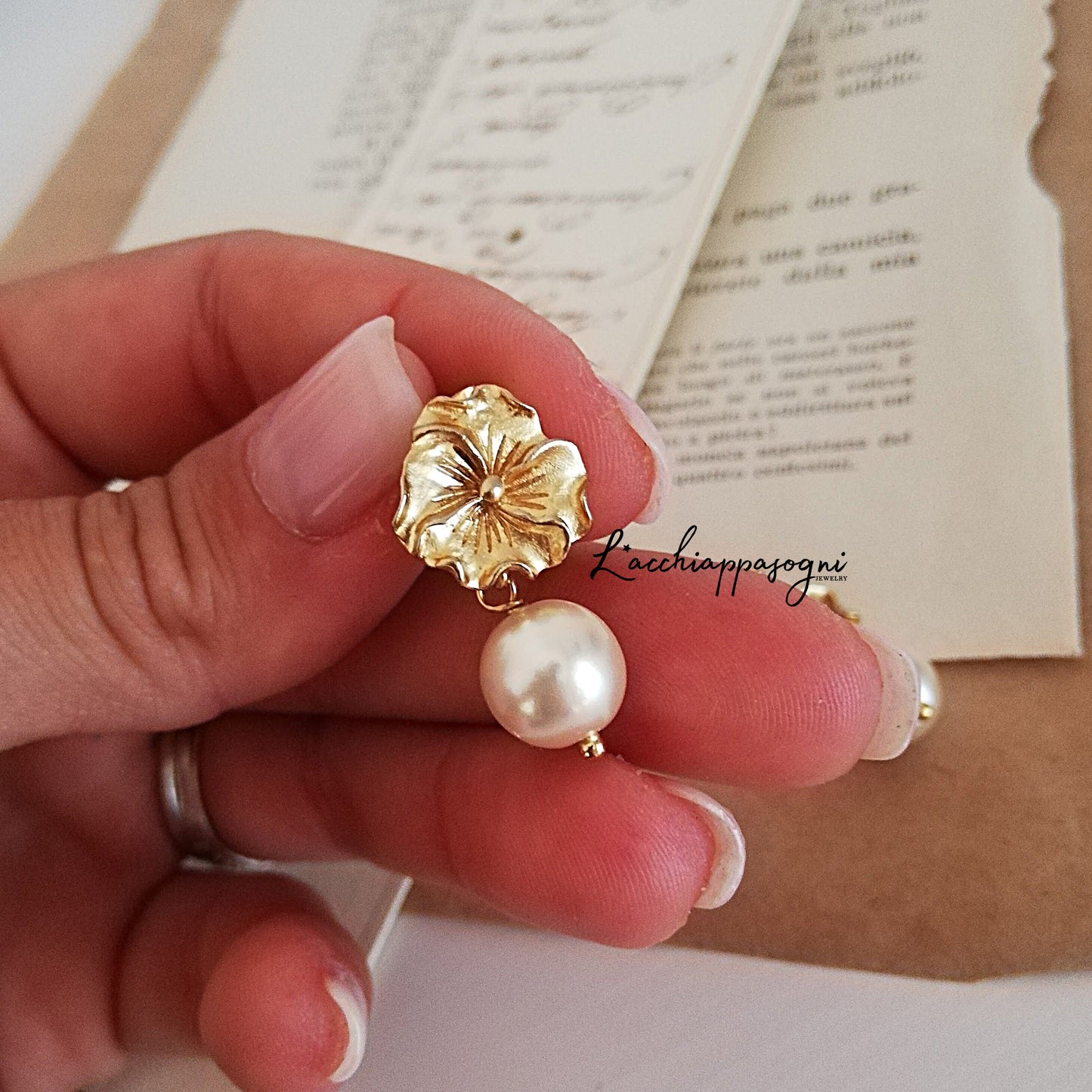 Princess Claude Flower & Pearl Earrings