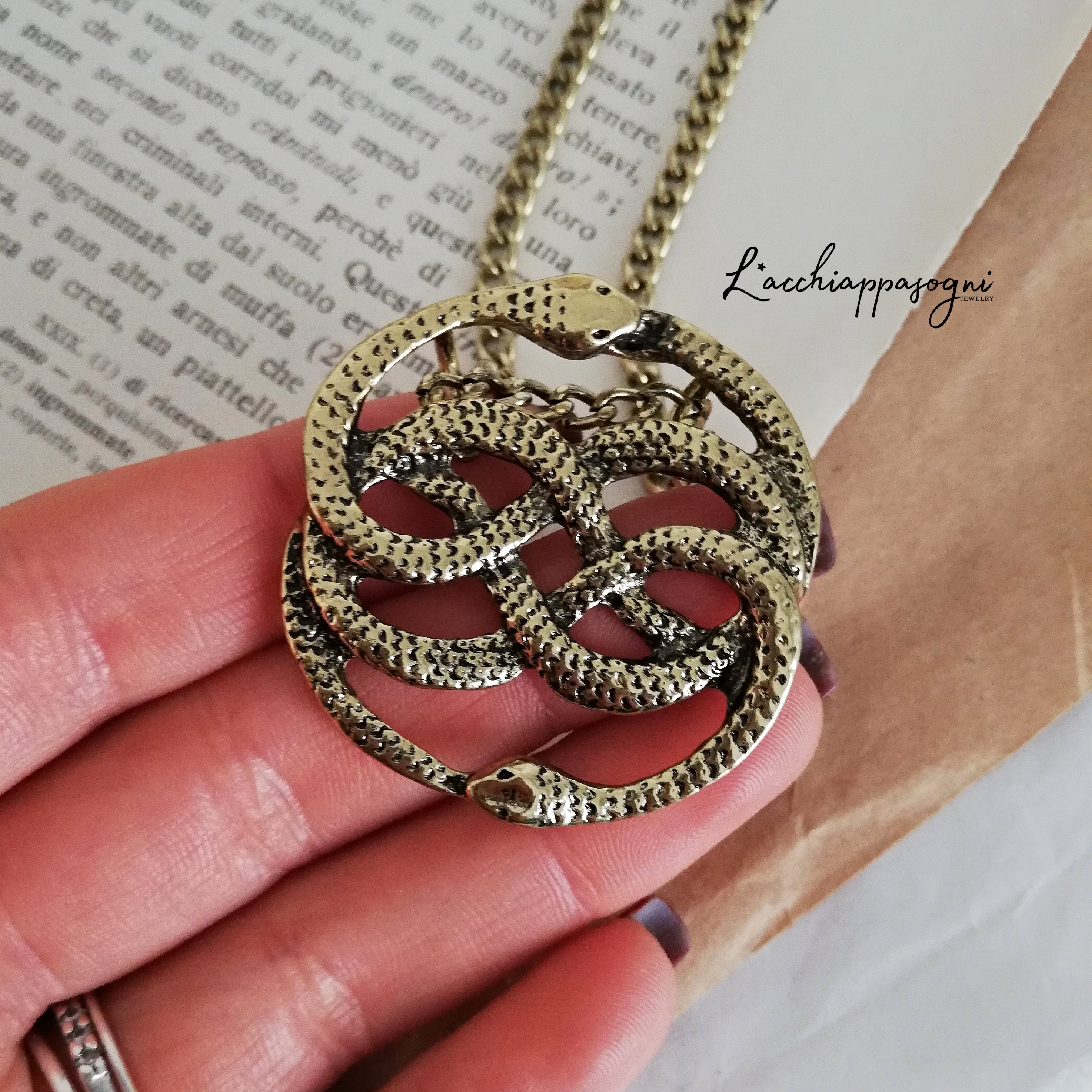 Auryn necklace Infinite snake necklace Snake jewelry Snake knot necklace  Ouroboros necklace Auryn pendant Neverending Story gift | Wish