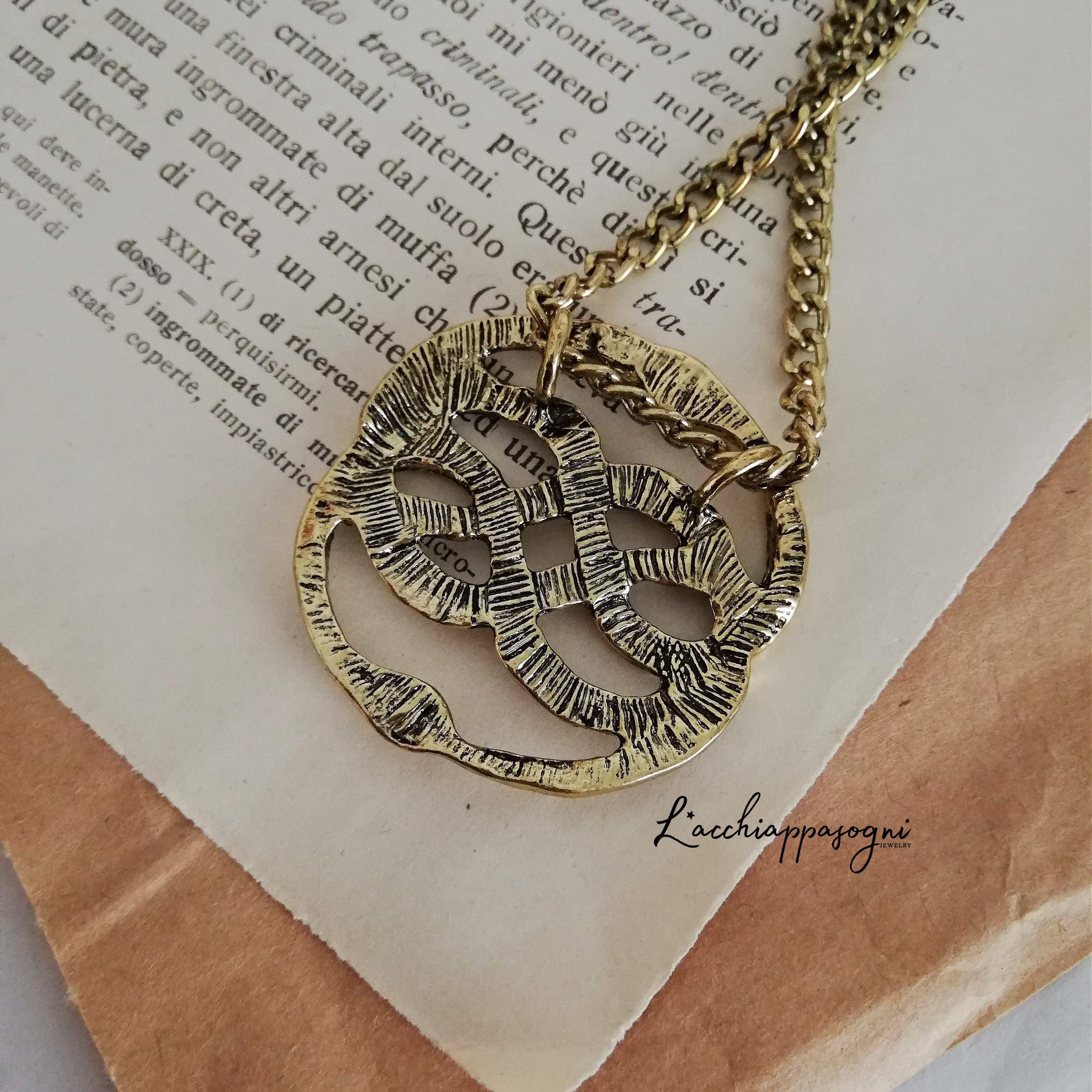 Mini Neverending Story Auryn Pendant And Gold Chain Necklace on Luulla