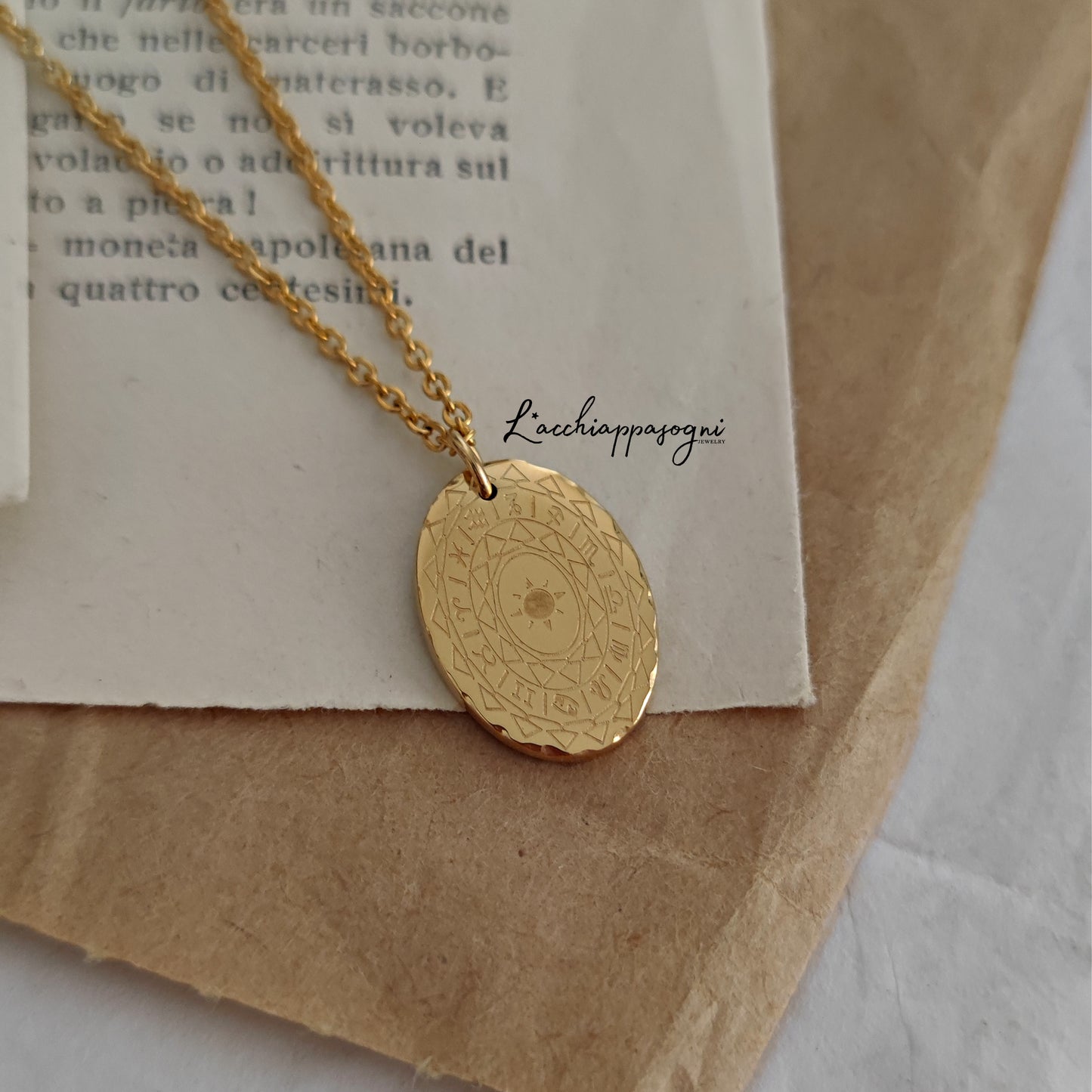The Zodiac necklace, 14k gold plated stainless steel