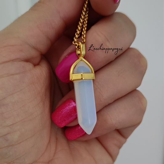 Golden "Pointed Pendulum" Opalite necklace