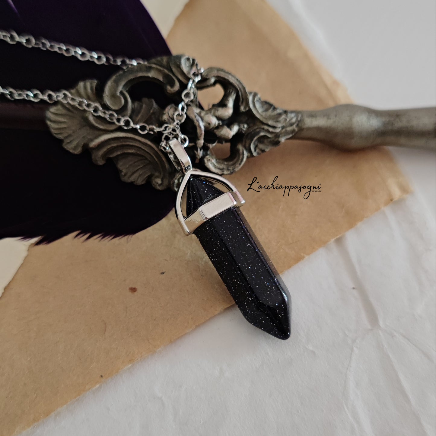 Natural stone "Pointed Pendulum" necklace