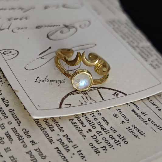 Moon Phases Moonstone Ring