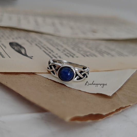Daylight Ring Celtic Knot Version, 925 sterling silver and Lapis Lazuli