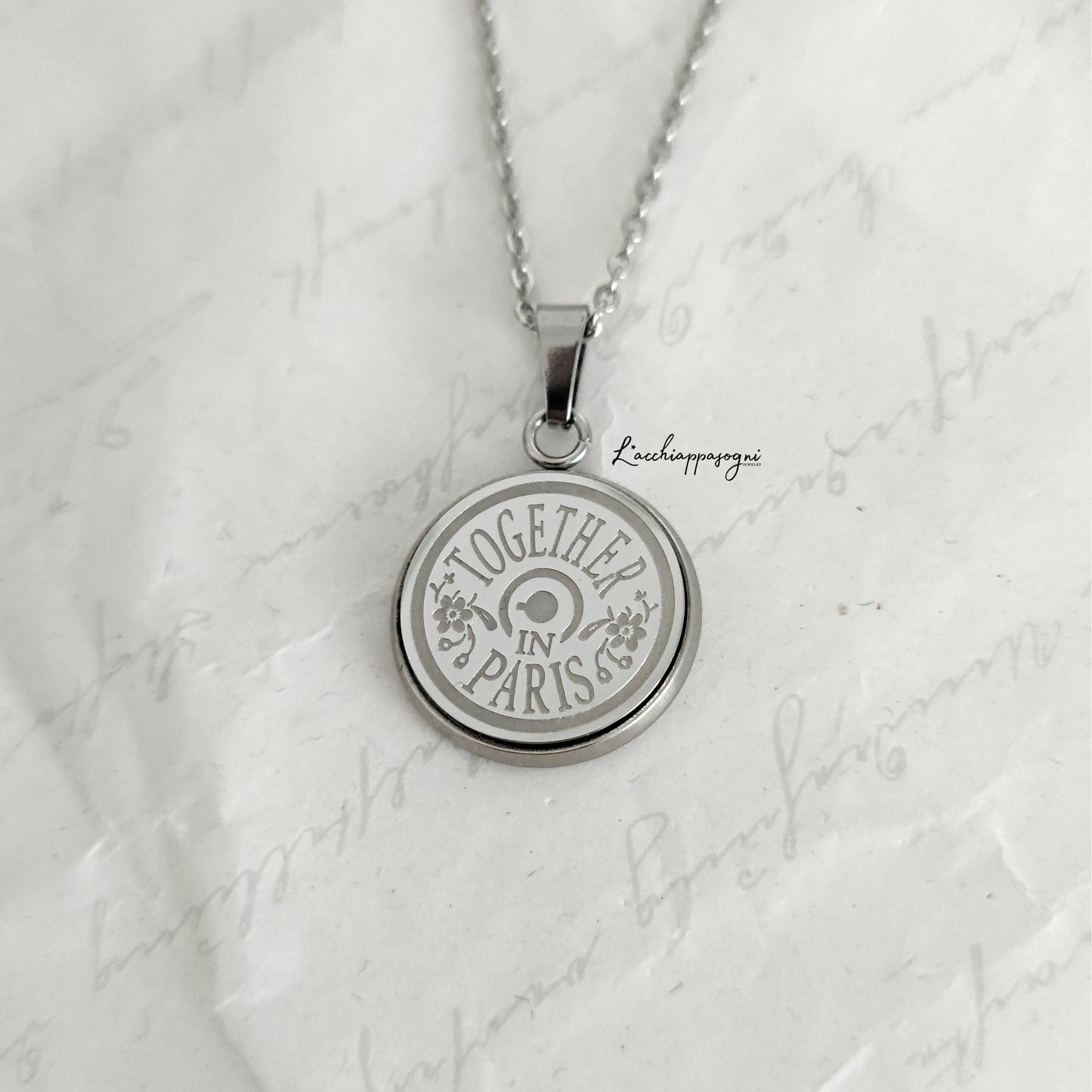 Anastasia engraved pendant Together in Paris - Silver ONLY BACK SIDE