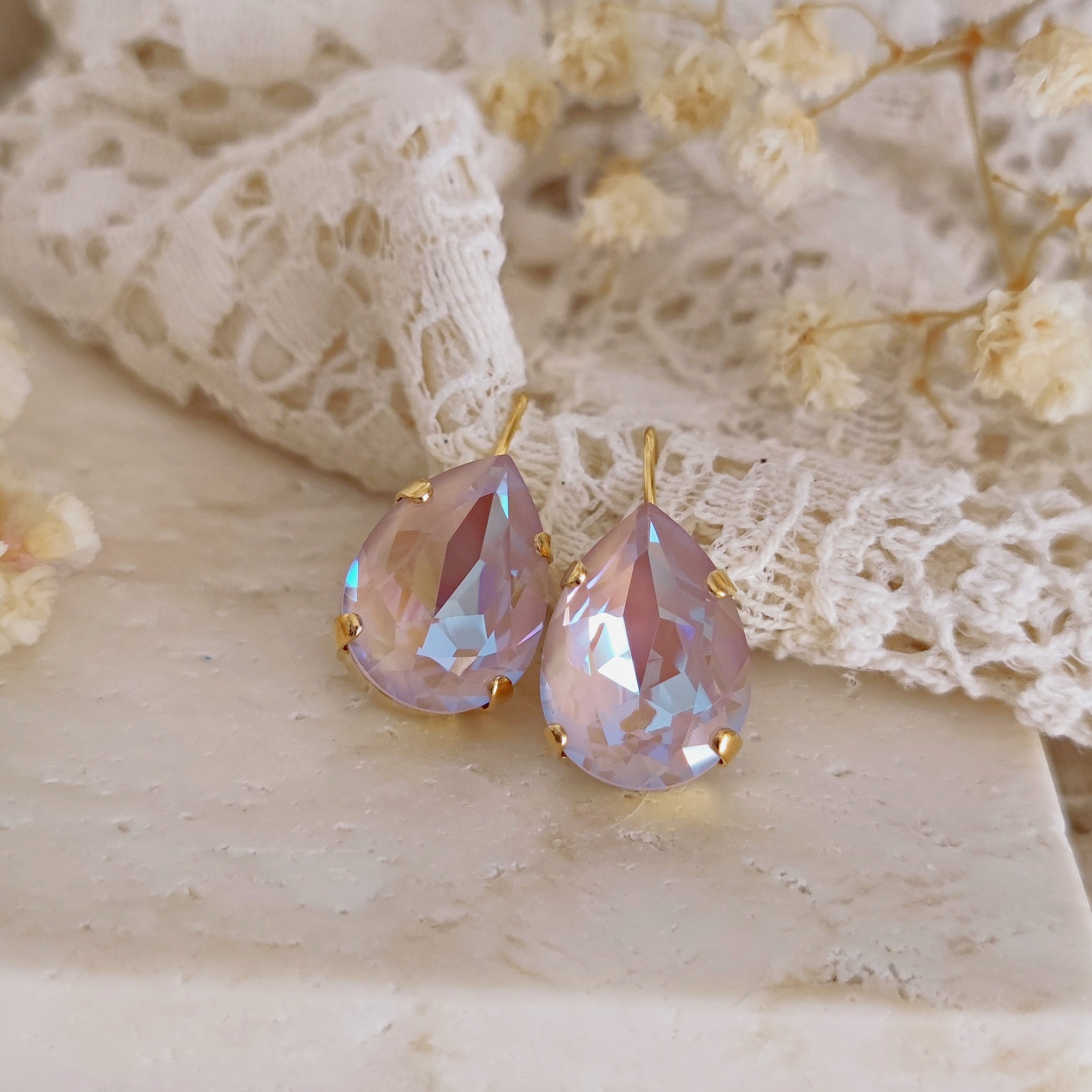 Crystal Earrings Pink Champagne Lavender Earrings - Bridesmaid Earrings - Wedding  Earrings - Bridal on Luulla