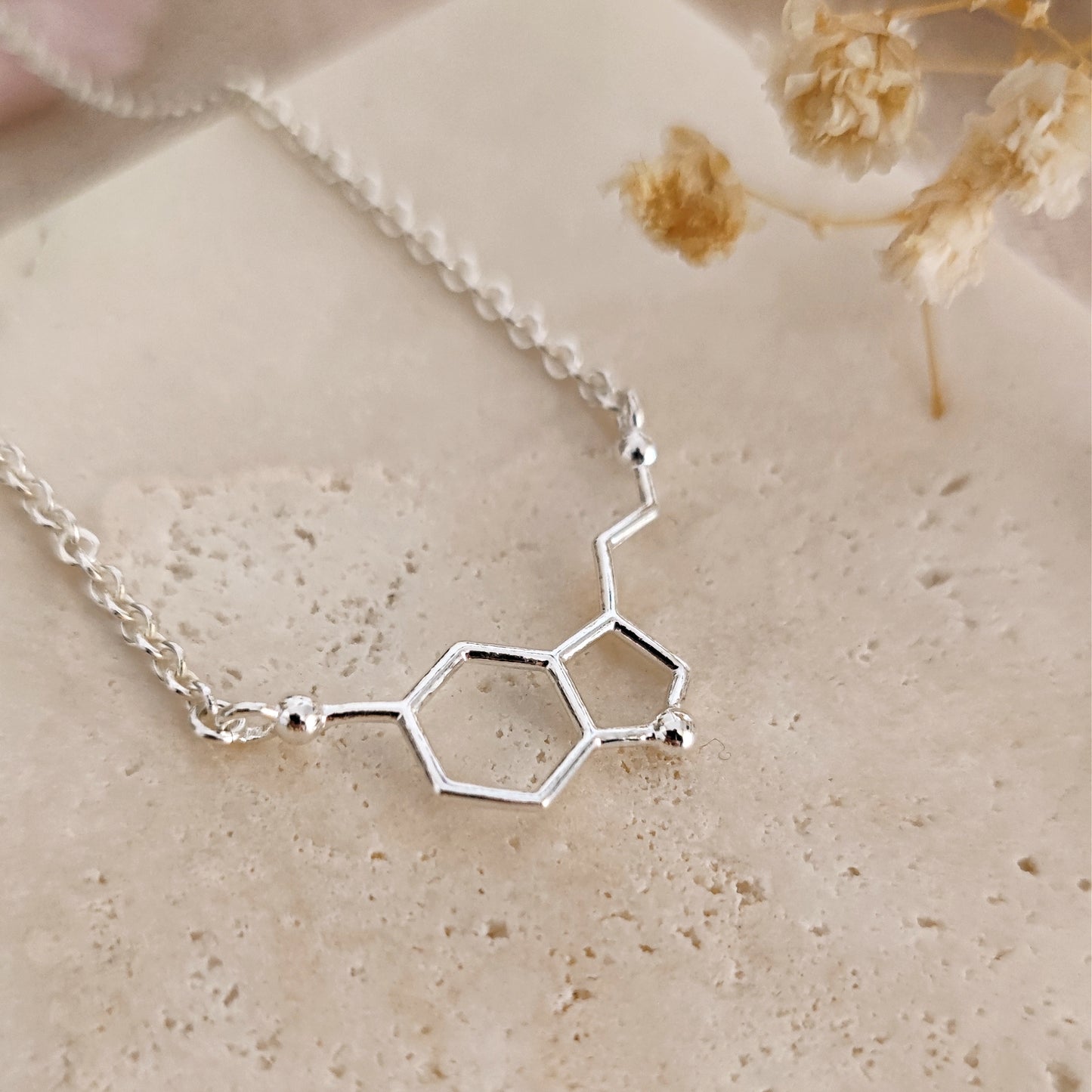 Serotonin necklace, science jewelry, science necklace