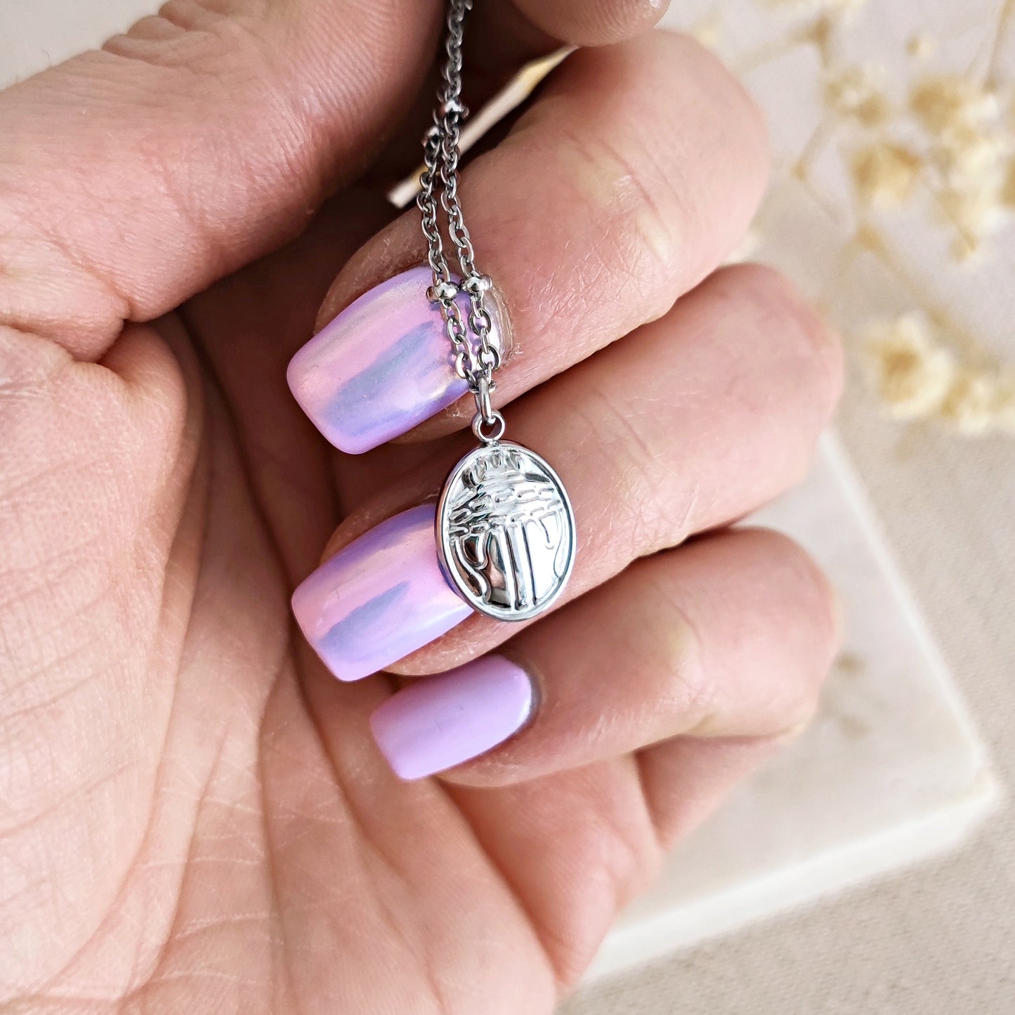 Cute Scarab Beetle Charm Necklace // KHEPER