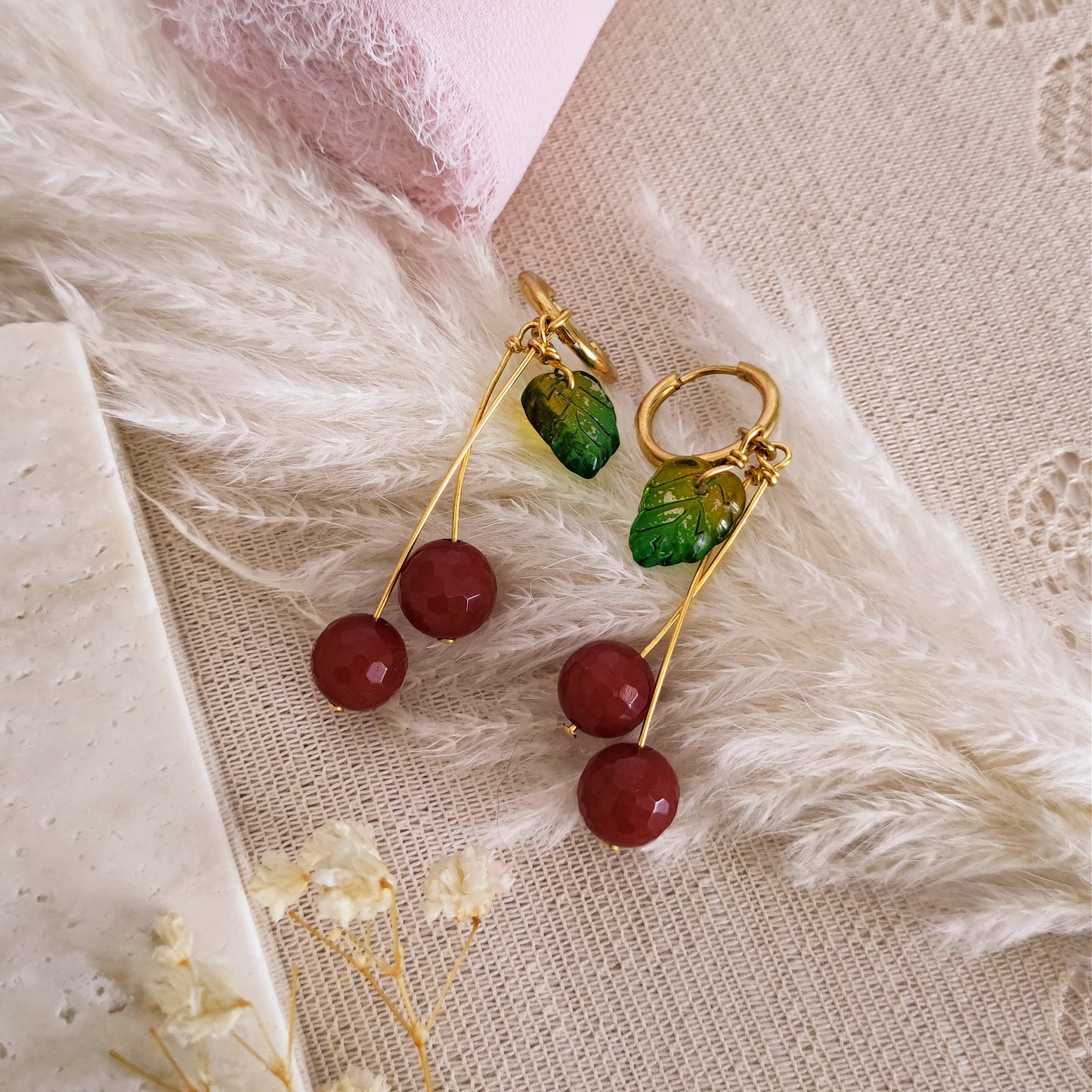 Dangling cherries hoops earrings // CHERRY FAIRY