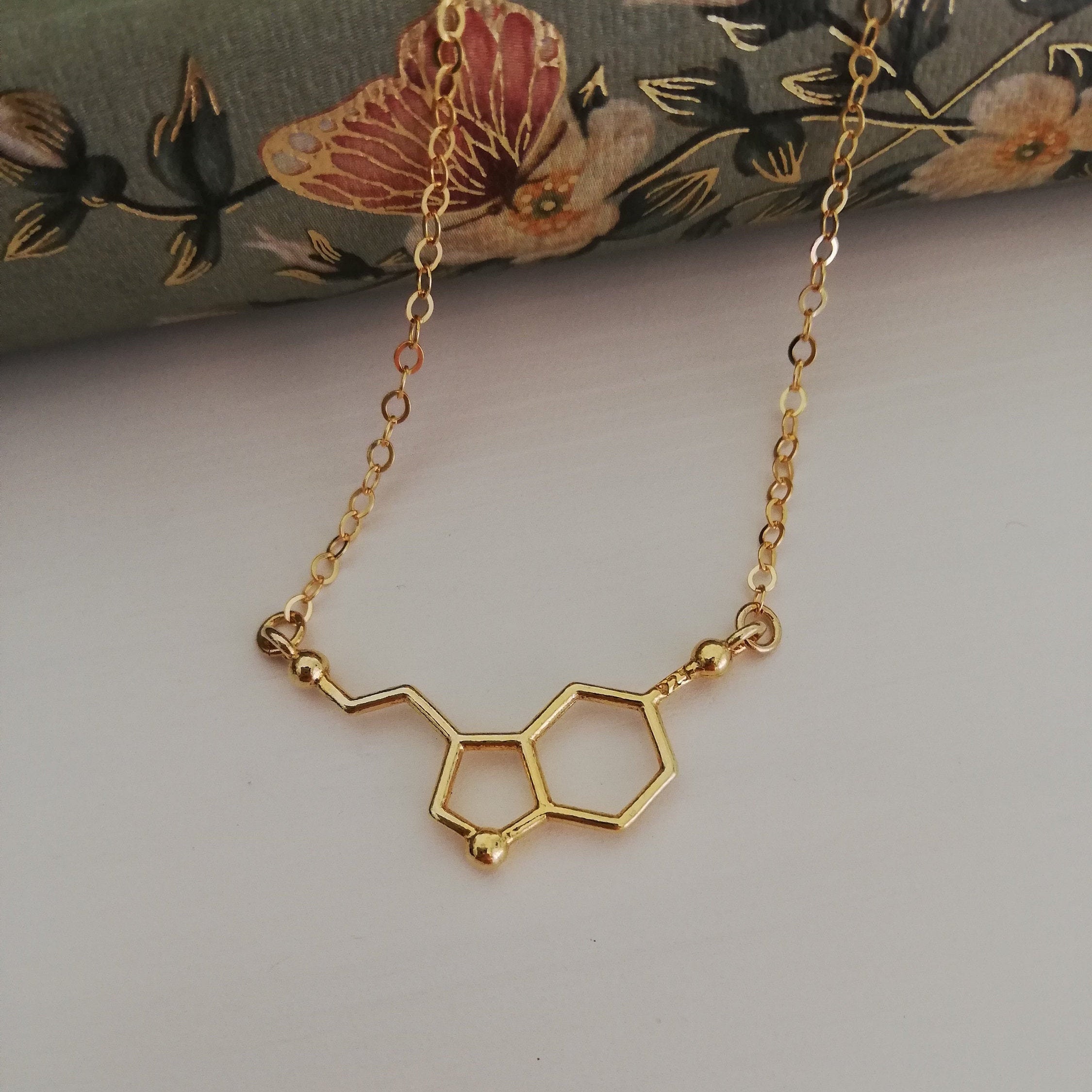 Collana TEAMER Con Molecole Di Dopamina E Serotonina - Gioiello Scienza, Felicità E Amore, Acciaio Inox